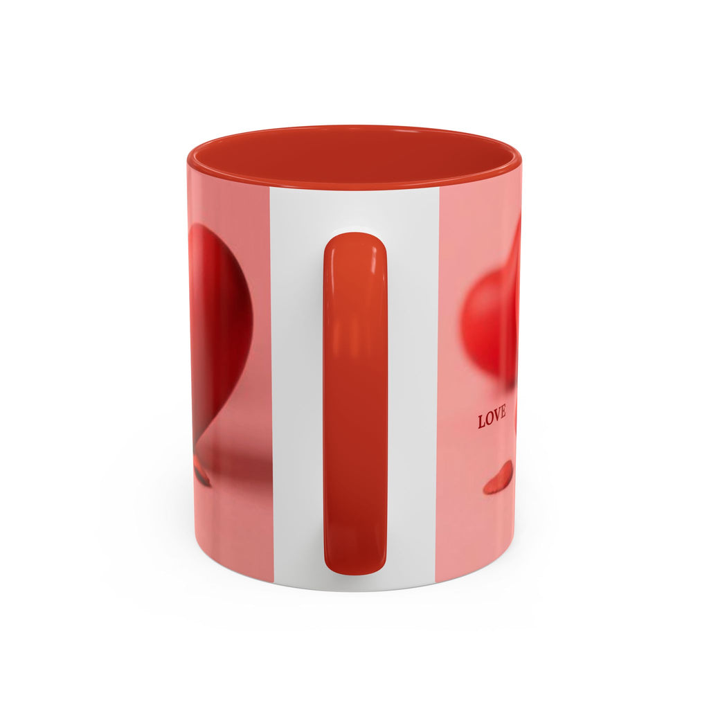 Red Heart Love Design Accent Coffee Mug | Valentine Heart Ceramic Mug