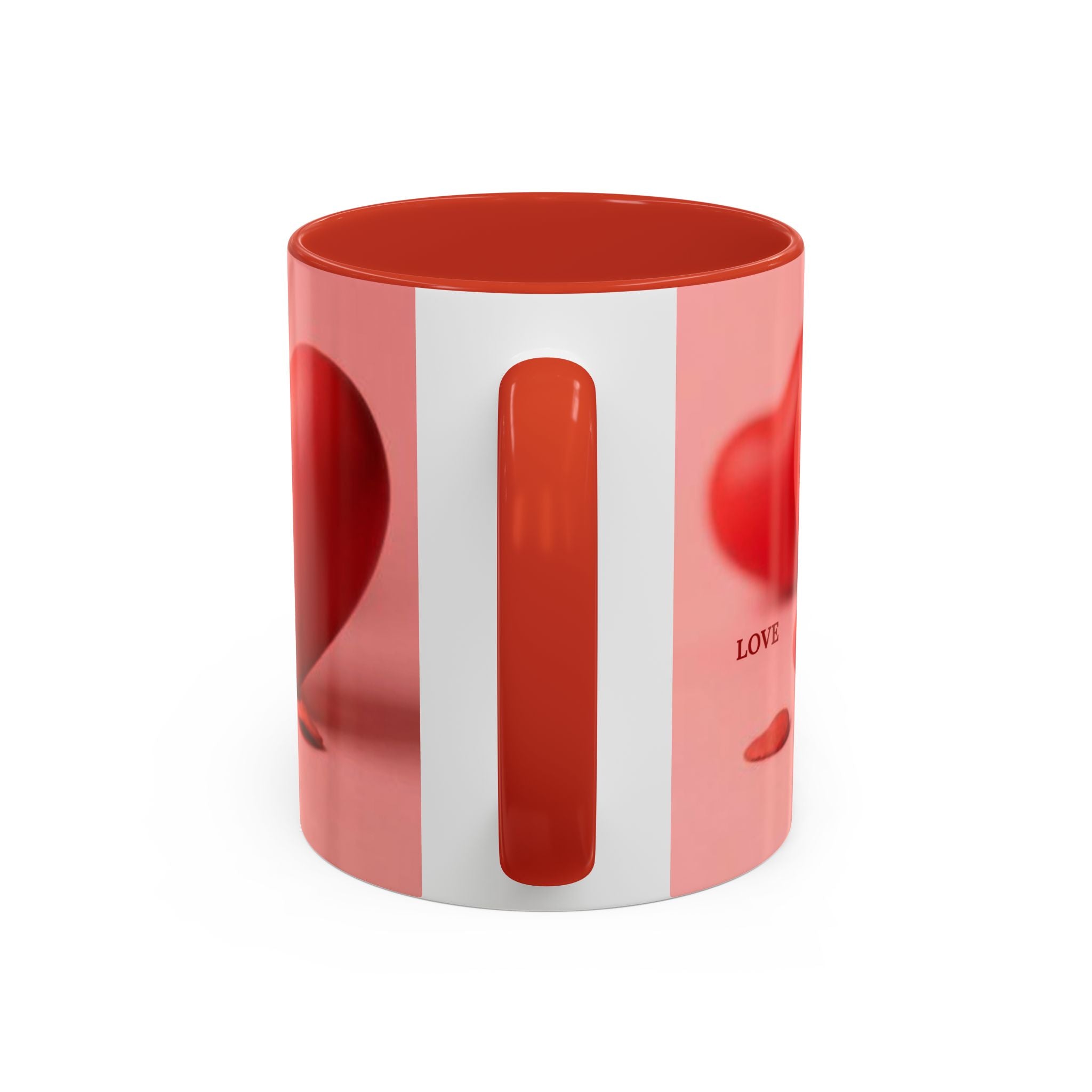 Red Heart Love Design Accent Coffee Mug | Valentine Heart Ceramic Mug