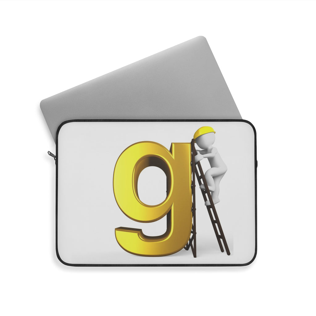 Golden Letter G with Worker Laptop Sleeve | Monogram Initial Tech Case