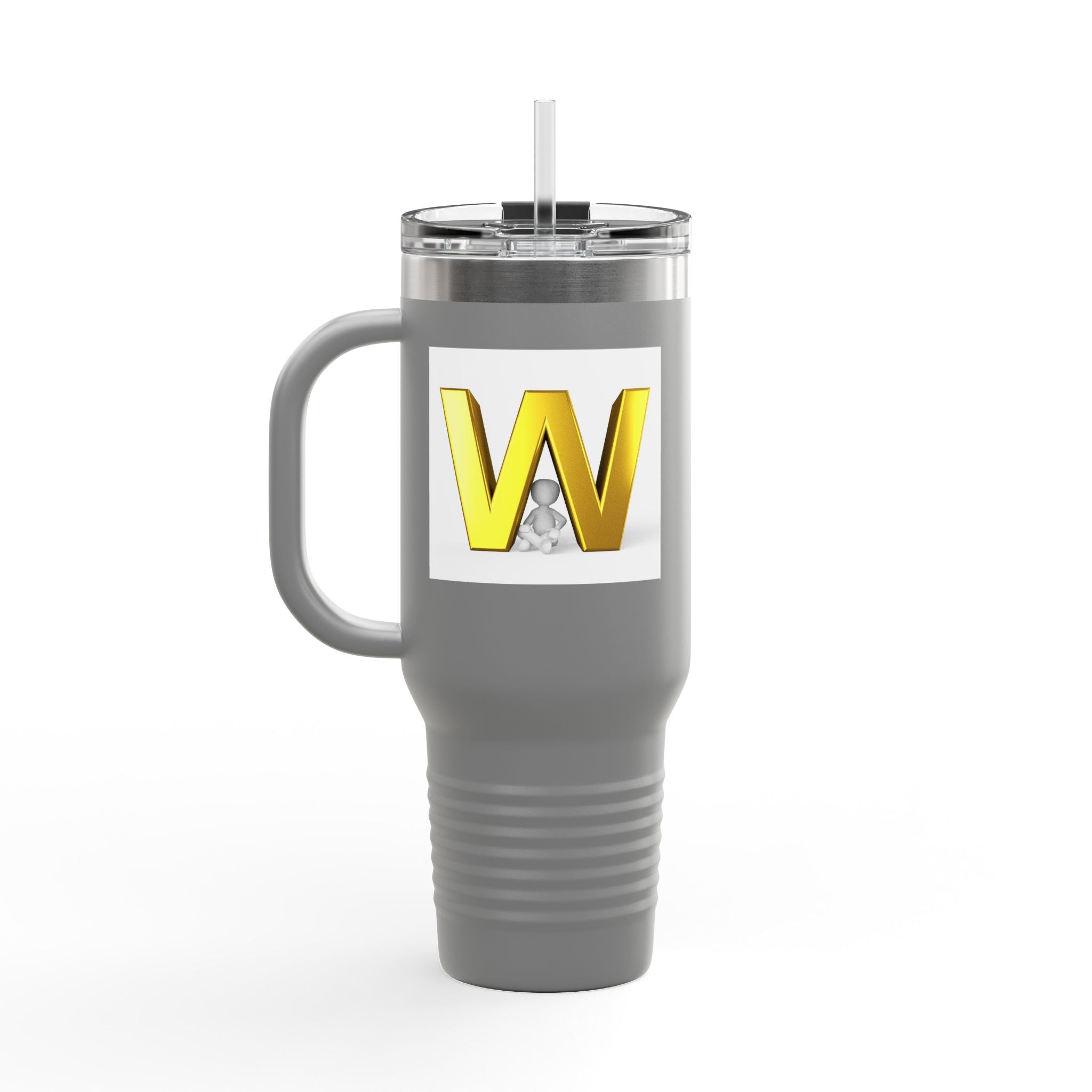 Gold 3D Letter W insulated travel mug 40oz | Monogram Initial Tumbler