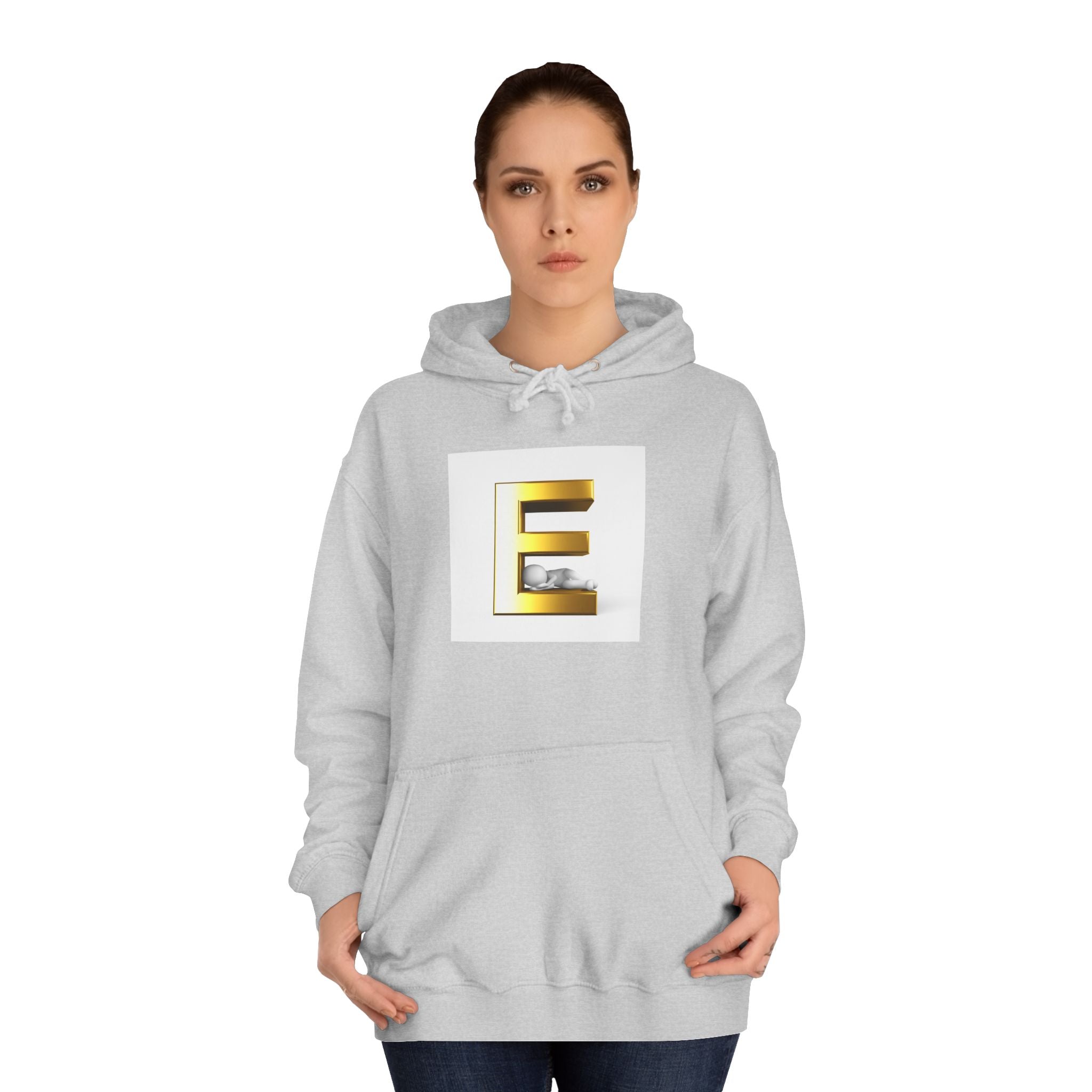 Gold 3D Letter E Hoodie | Monogram Initial Sweatshirt