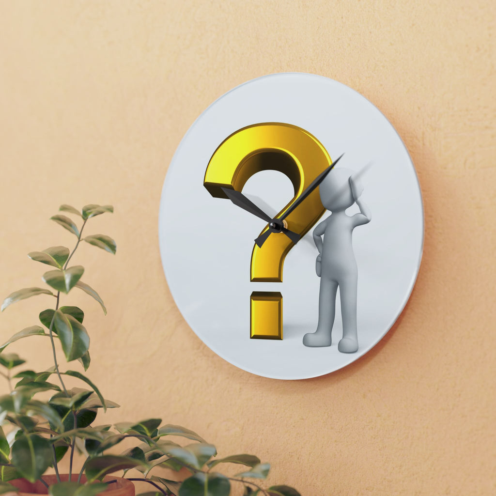 3D Question Mark Figure Acrylic Wall Clock | Modern Round Decorative Clock