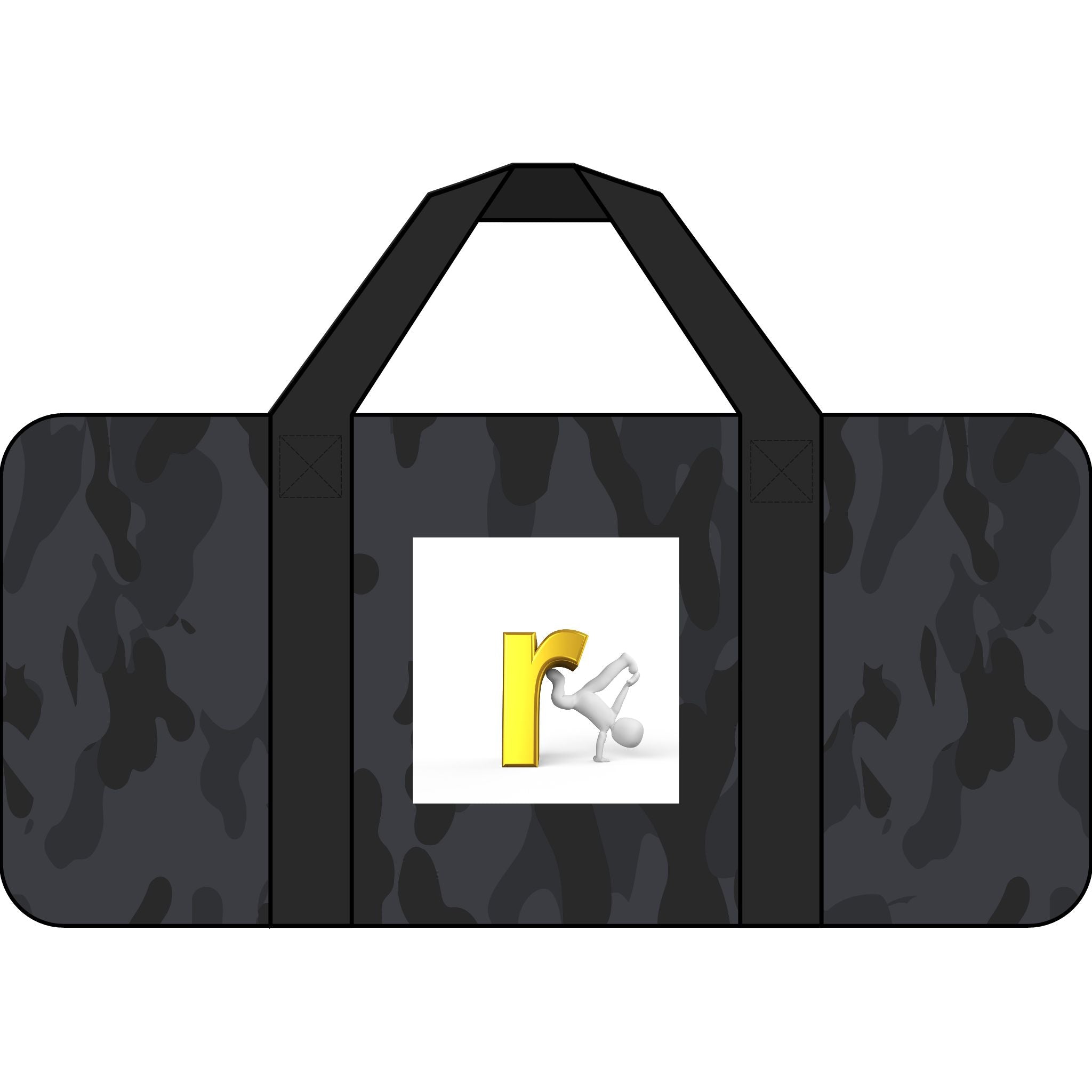 Yellow R Logo Duffel Bag | Checker or Camo Strap Travel Bag