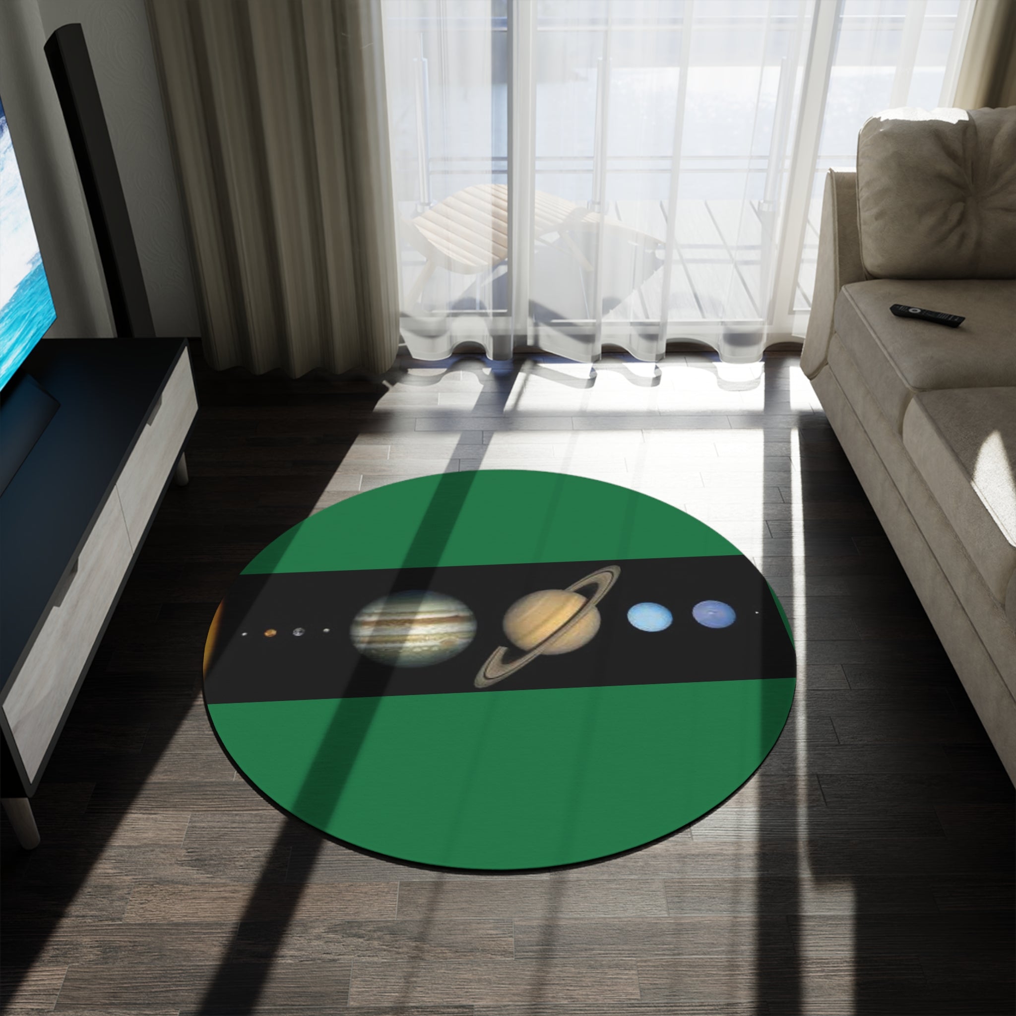 Solar System Planets Round Rug | Planetary Stripe Floor Mat