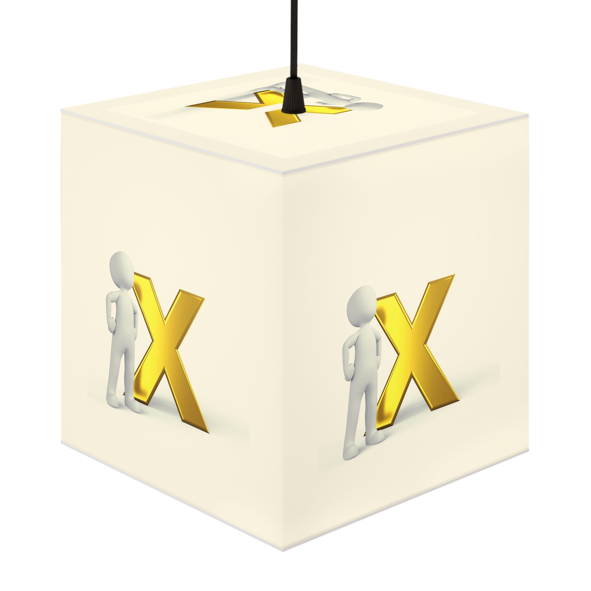 3D Person with Gold X Light Cube Lamp | Decorative Hanging Lamp