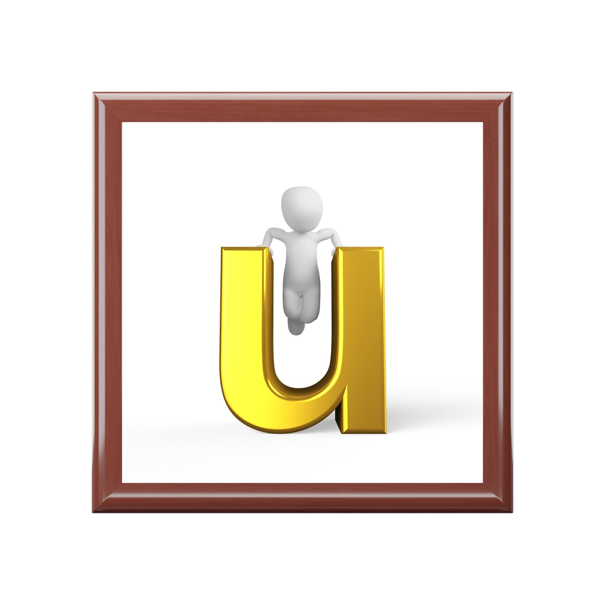 Gold Letter U Monogram Jewelry Box | Personalized Initial Keepsake