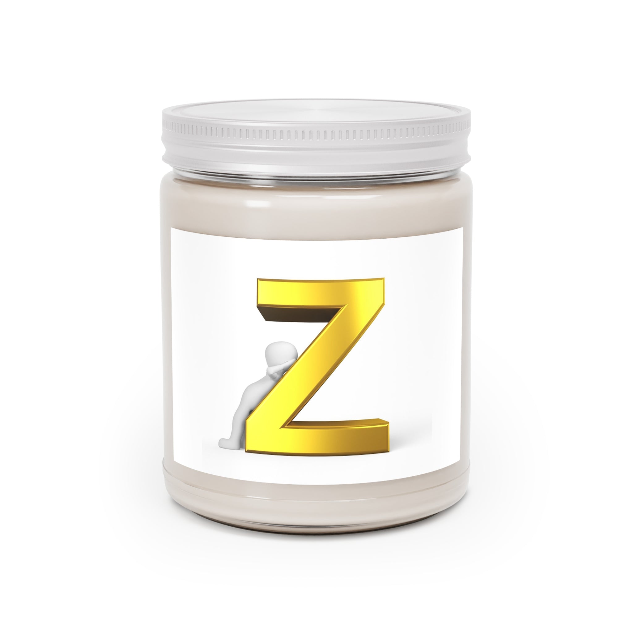 Gold Letter Z Initial Candle, Soy Candle 9oz | Monogram Scented Jar