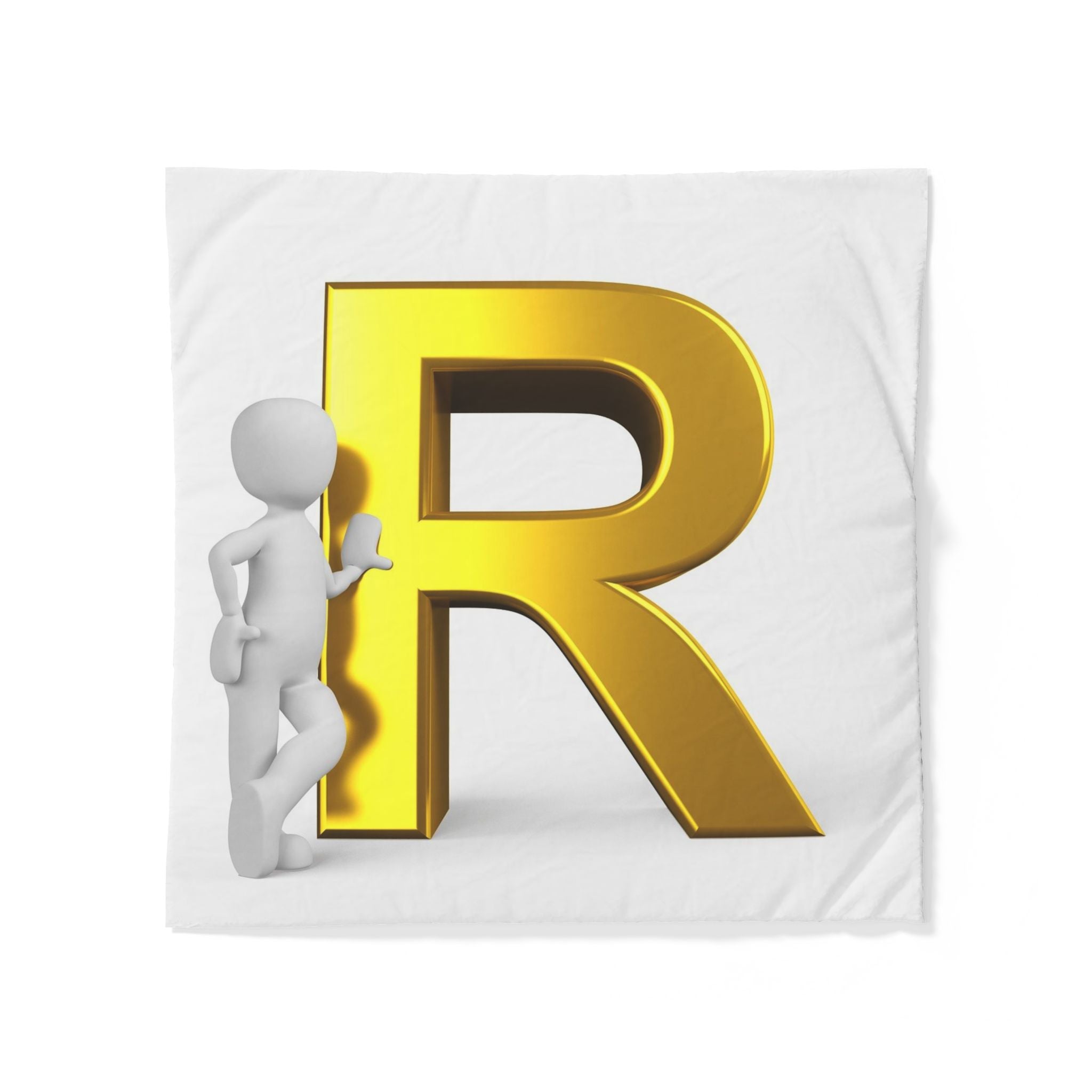 Housse de couette lettre R 3D or | Parure de lit monogramme