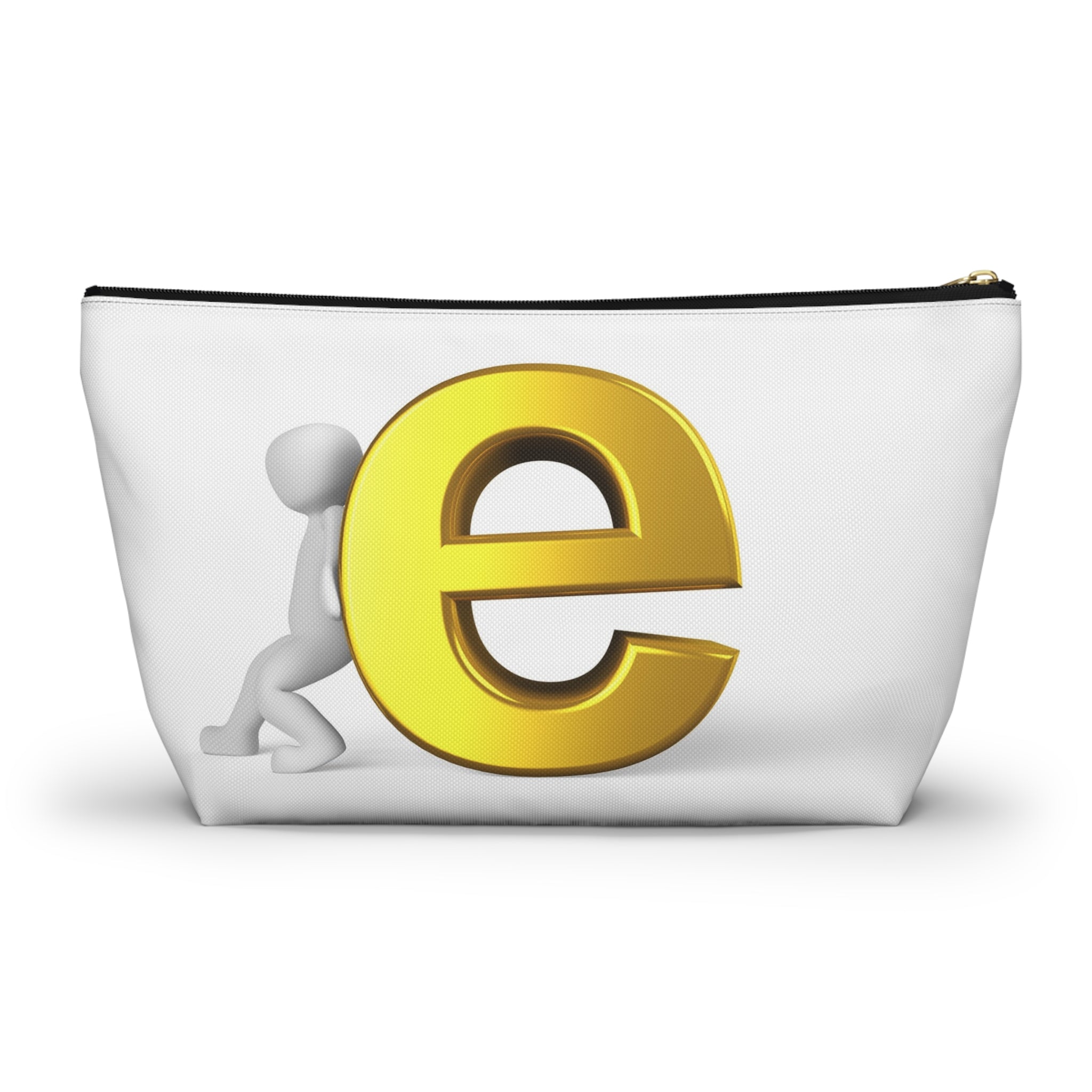 Gold Letter E Graphic Accessory Pouch | T-Bottom Zipper Pouch