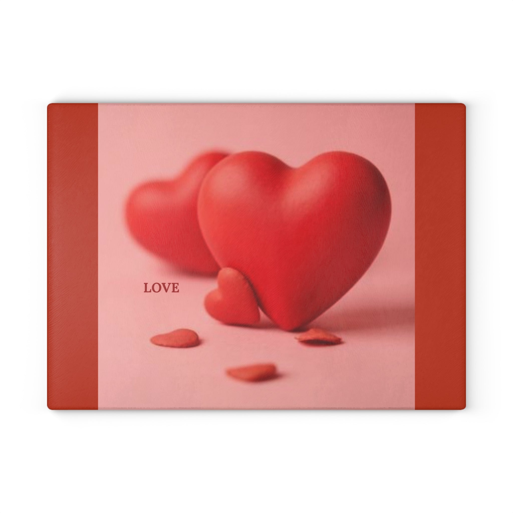 Red Heart Love design Glass Cutting Board | Valentine's kitchen decor
