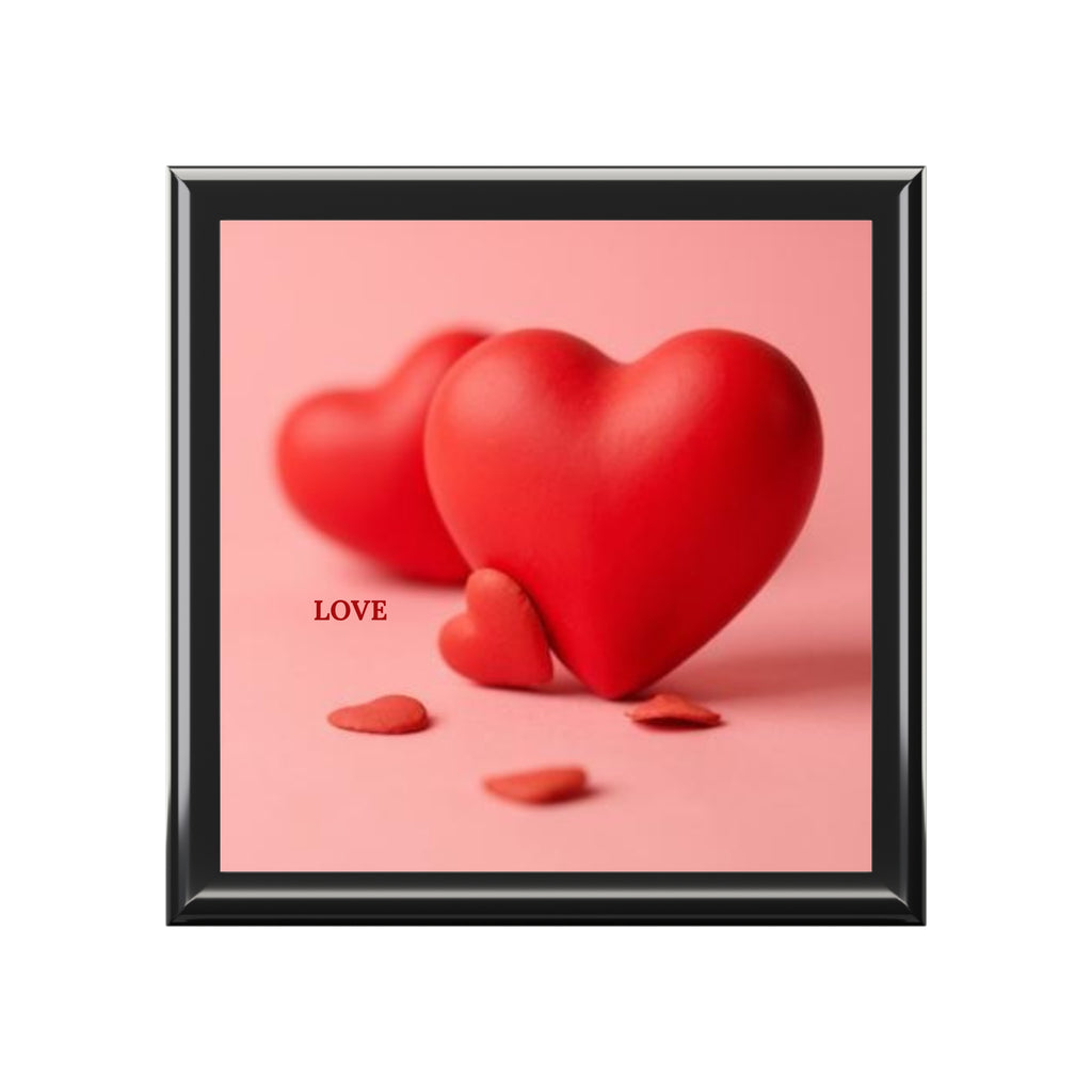 Red Heart Trio jewelry box | Valentine love keepsake