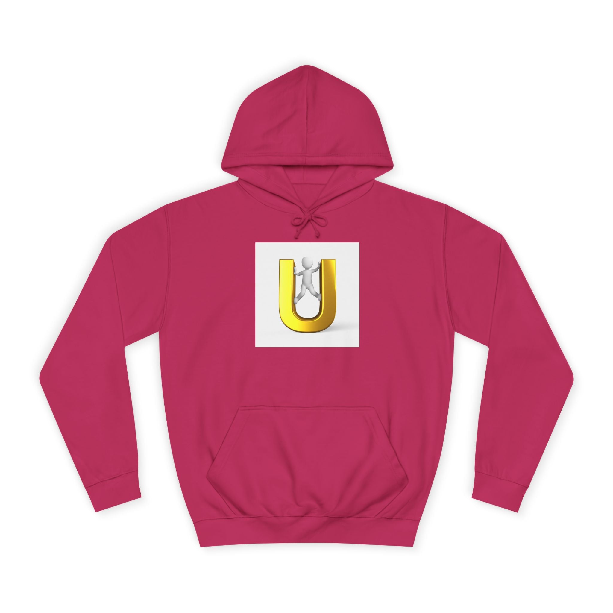 Sweat à capuche lettre U 3D Or | Sweat-shirt typographique bonhomme allumette grimpant