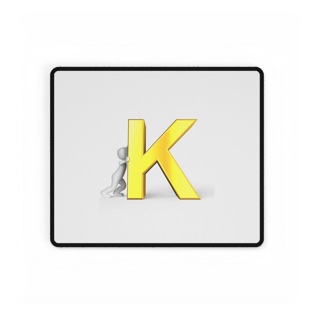 Yellow Letter K Illustration Desk Mat | Monogram Initial Mousepad
