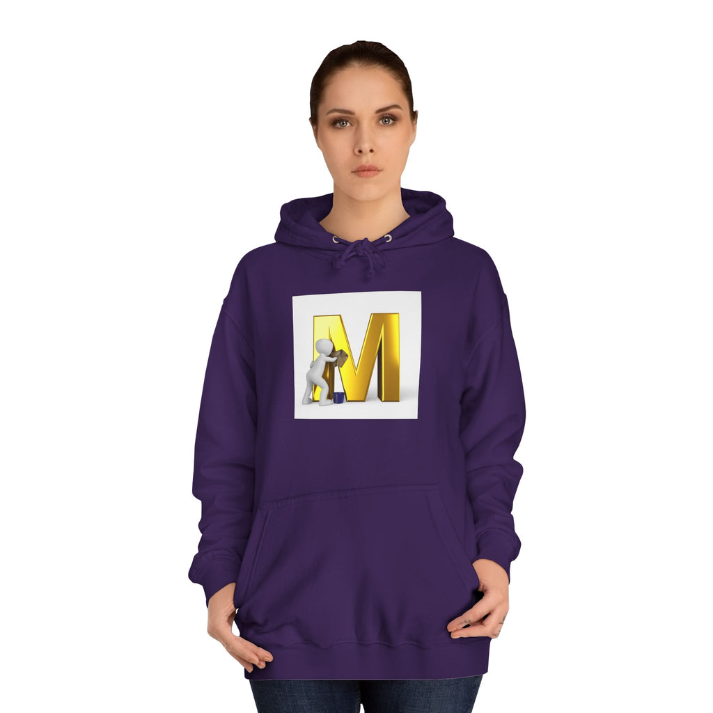 Gold Letter M with Figure Hoodie | Monogram Initial M Sweatshirt