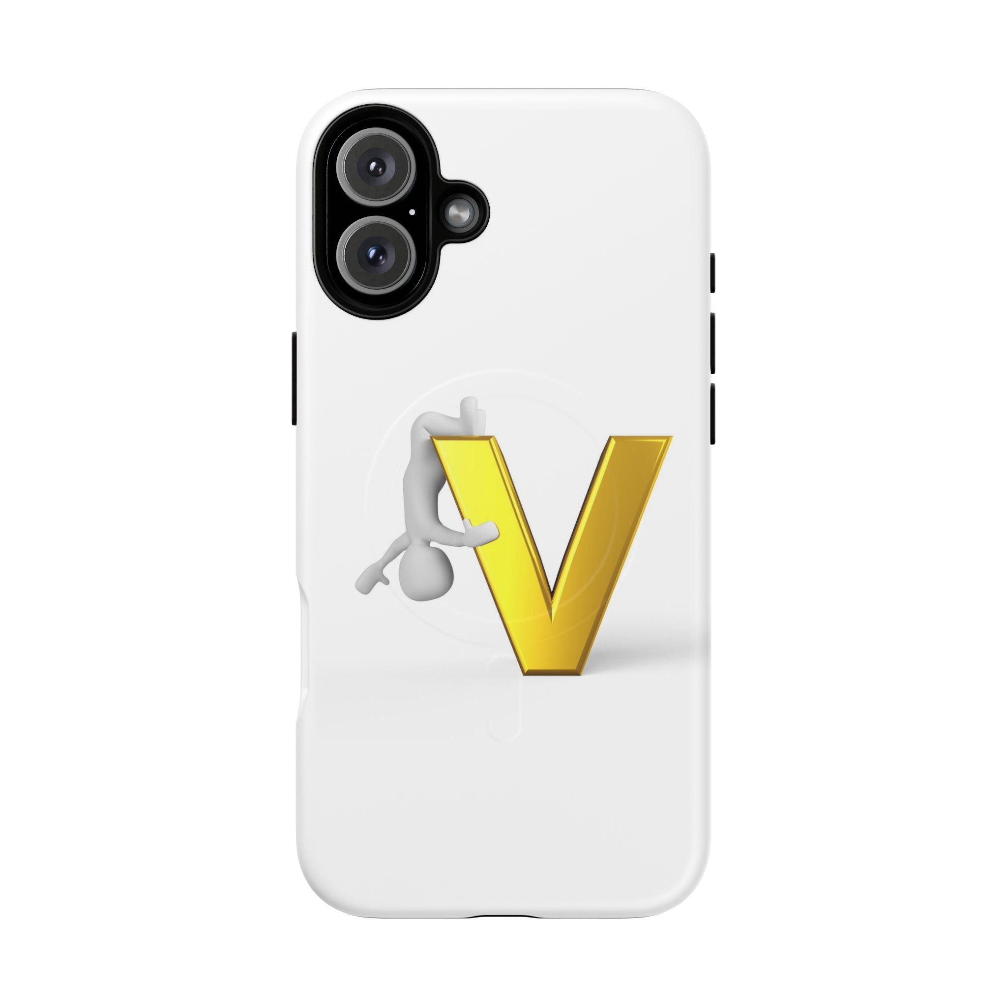 Coque de téléphone aimantée résistante 3D lettre V jaune | Coque iPhone Monogramme V
