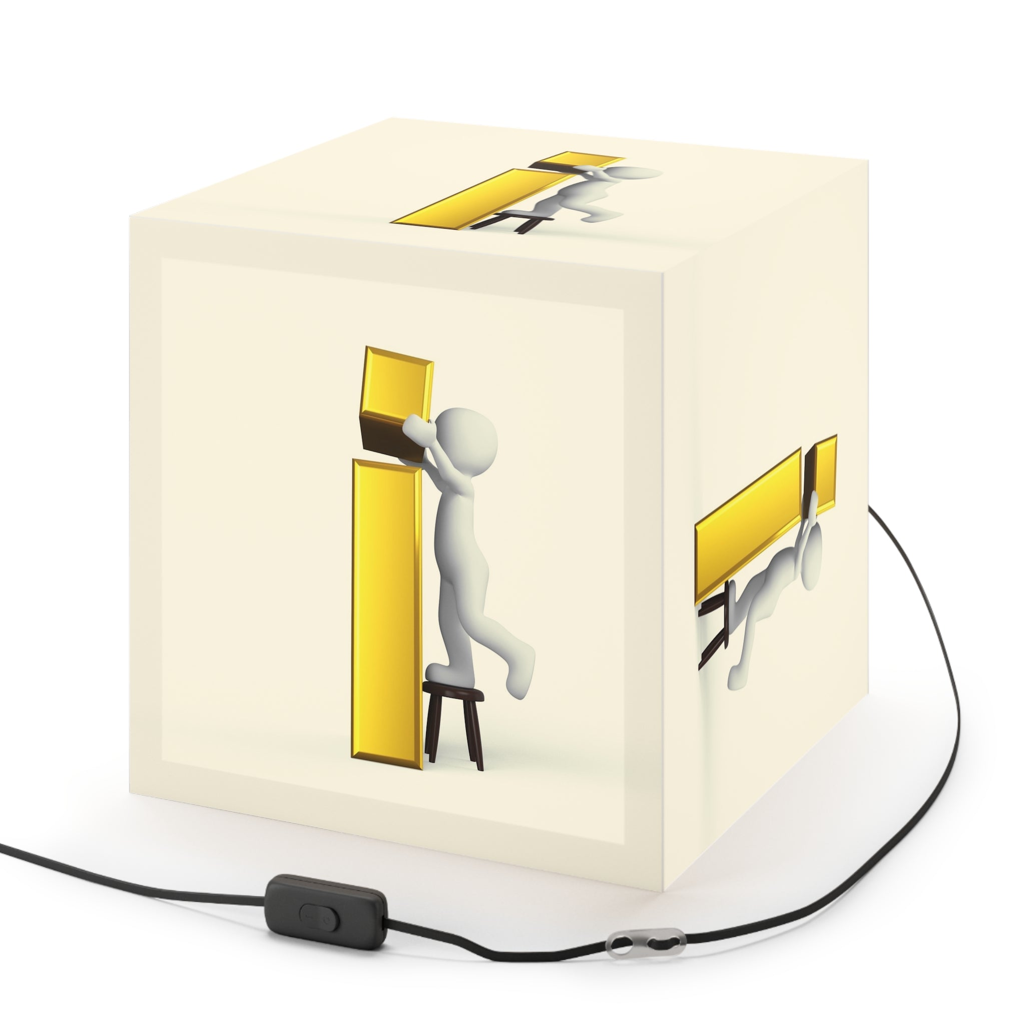 Stick Figure Building Letter i Light Cube Lamp | Minimal Typographic Nightlight
