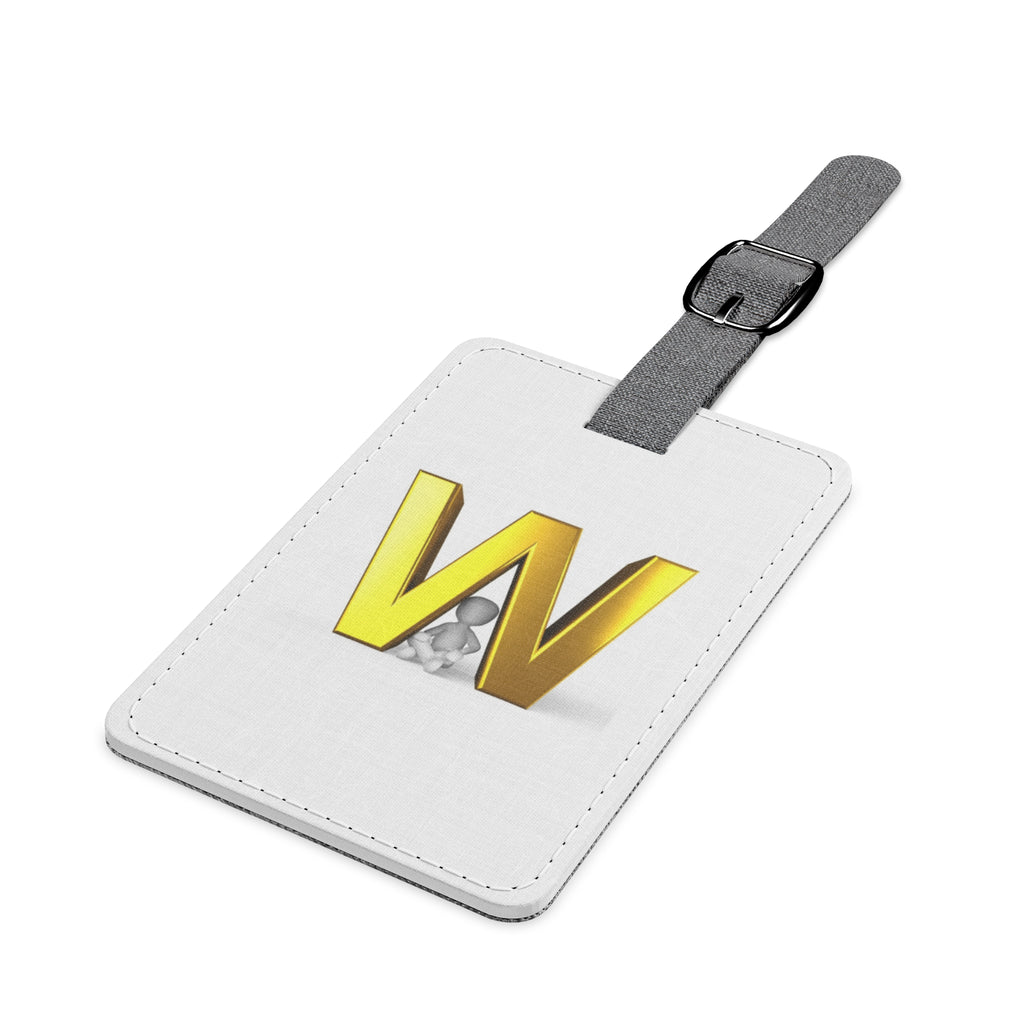 Gold Monogram W Initial luggage tag | Saffiano polyester rectangle