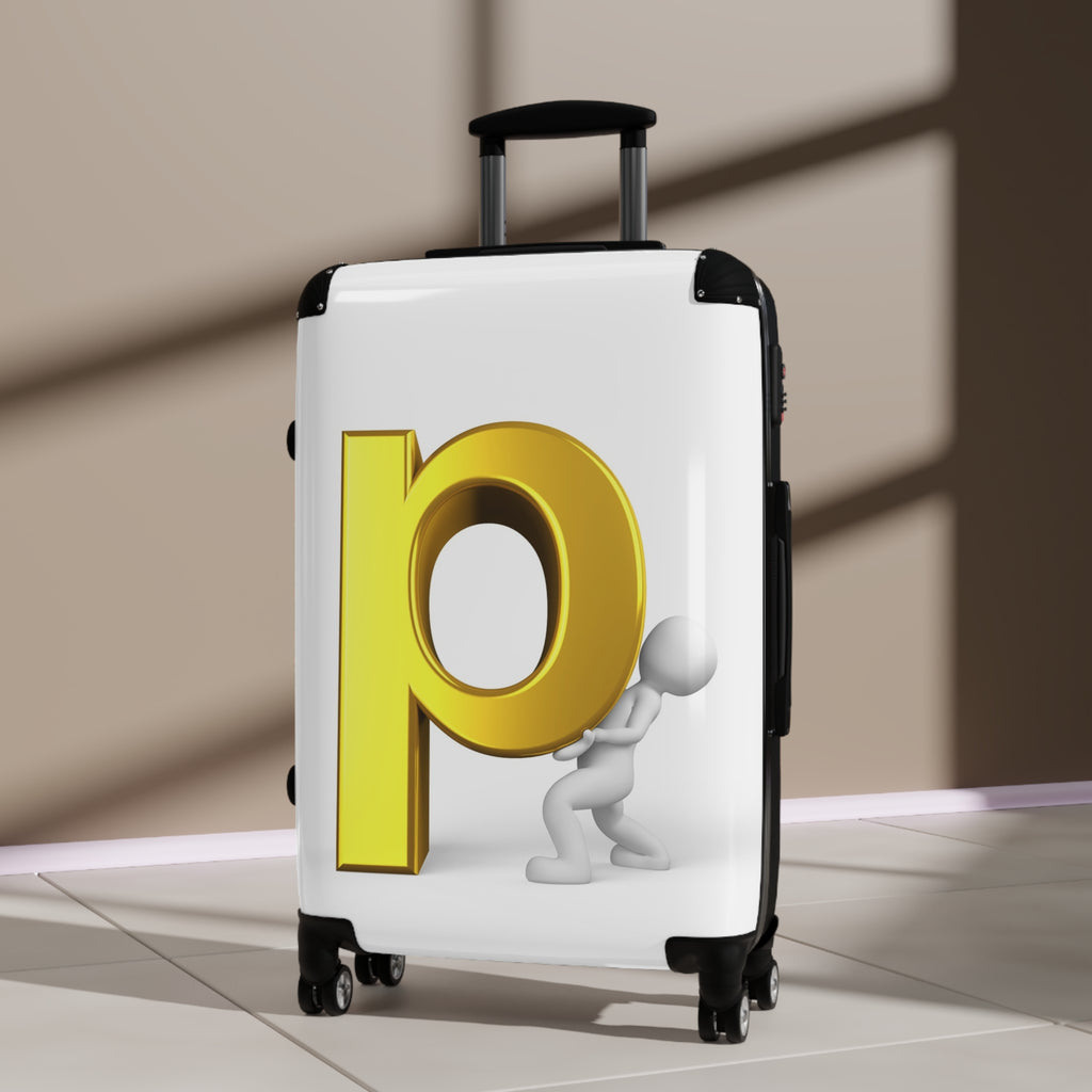 3D Gold Letter P Monogram Suitcase | Personalized Luggage Sticker Decal