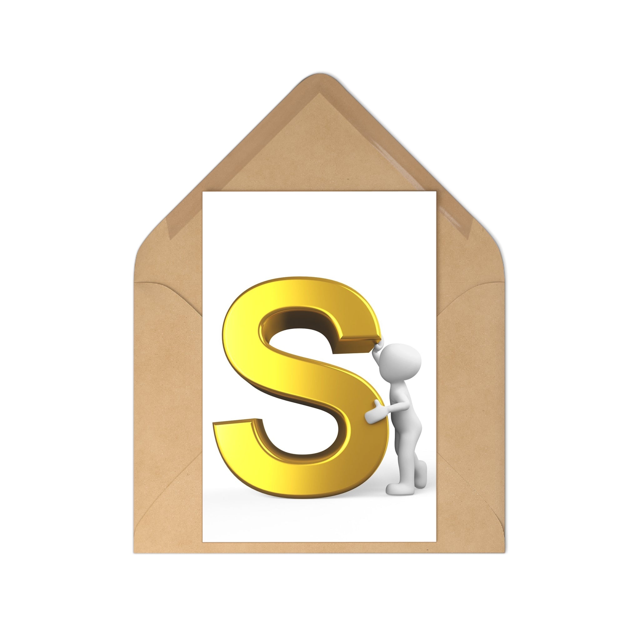 Gold Letter S Postcards (7 pcs) | Monogram Initial Stationery