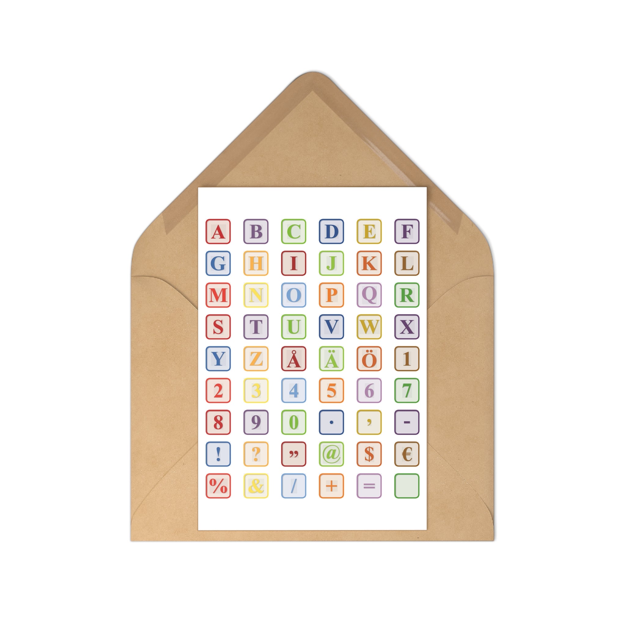 Alphabet and Symbols Postcards | Colorful Letter and Number Cards Set