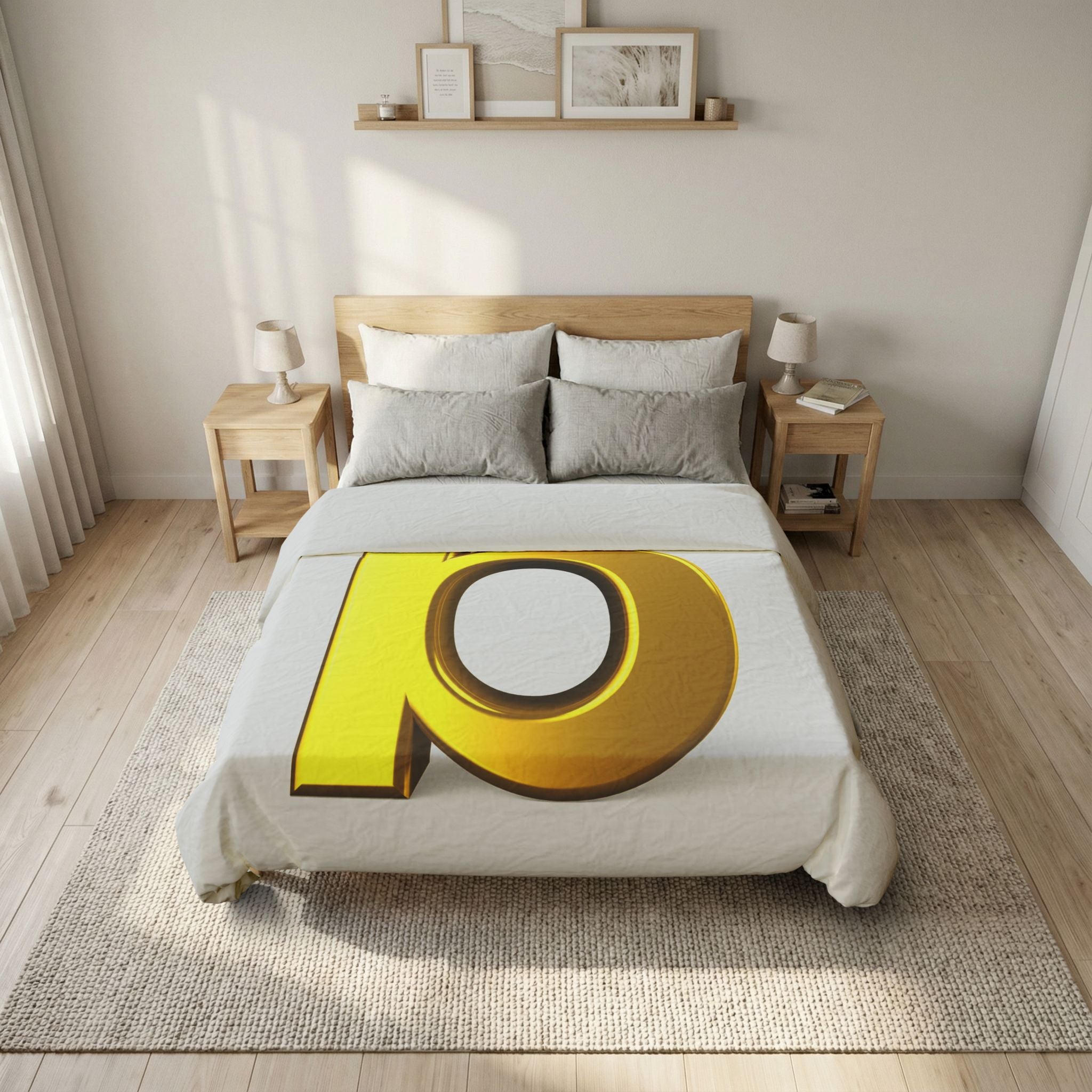 Gold Letter B duvet cover | Monogram initial bedding