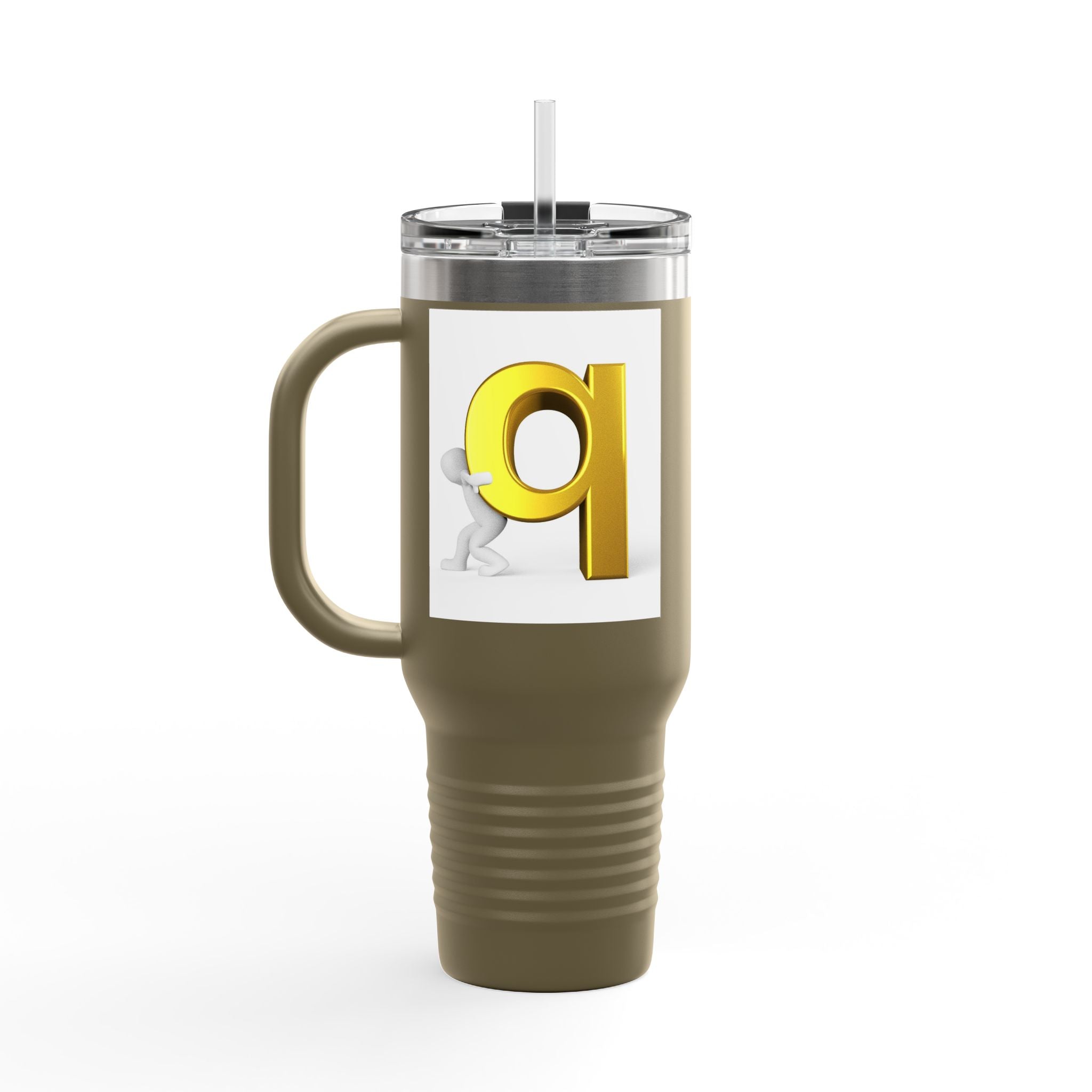 3D Gold Letter Q Illustration Travel Mug | 40oz Insulated Tumbler