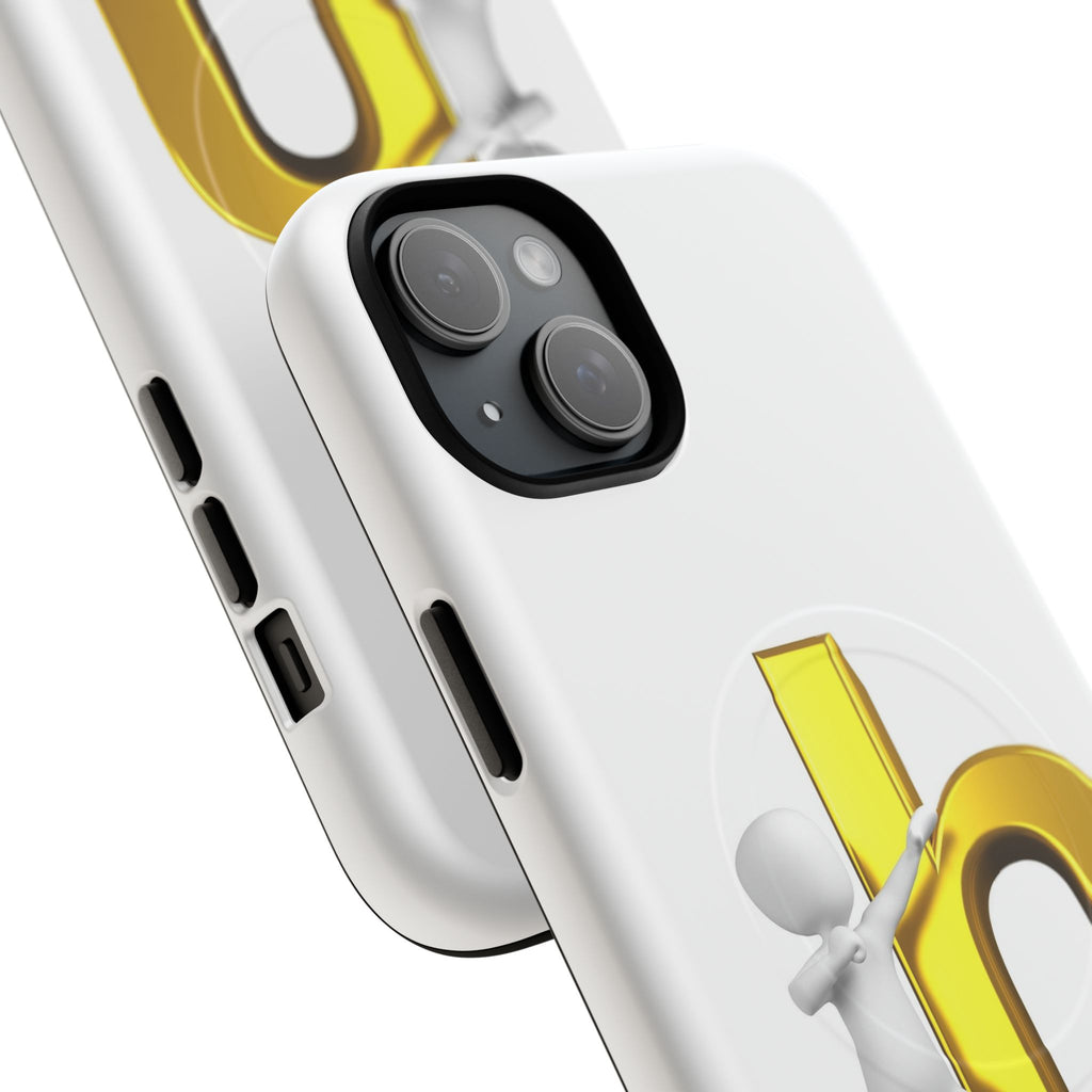 3D Person Pushing Gold Letter h Phone Case | Tough Magnetic Case
