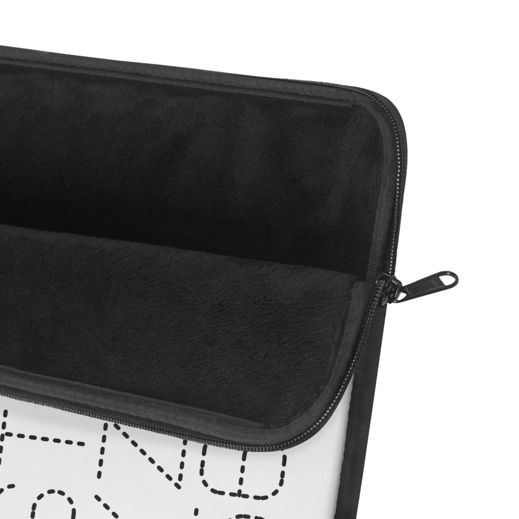 Dotted Alphabet and Numbers Laptop Sleeve | Monochrome Typographic Design