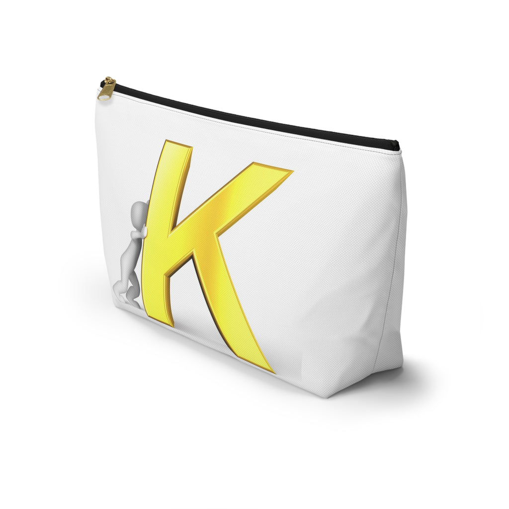 Yellow Letter K Monogram Accessory Pouch | Initial K Makeup Bag