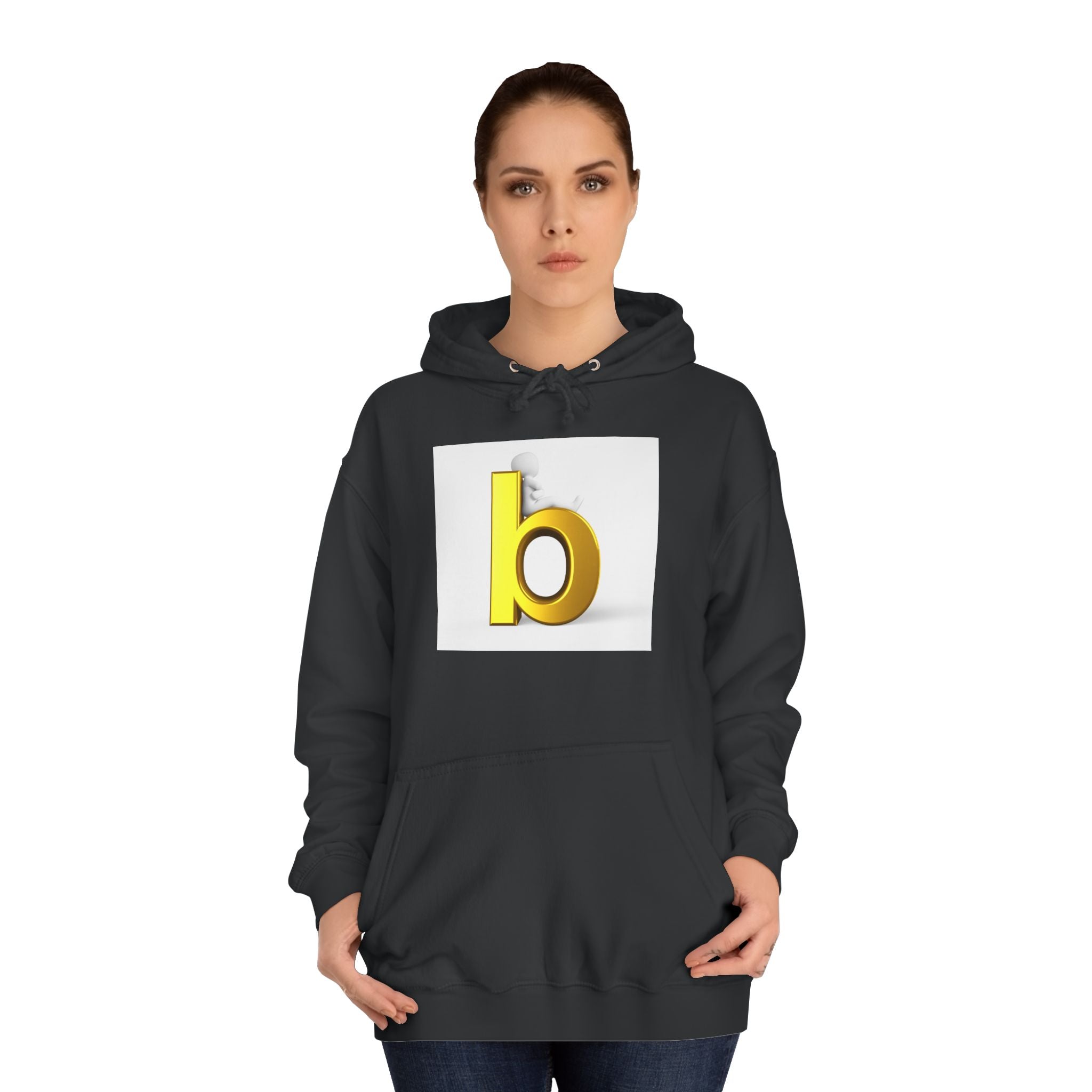 Yellow 3D Letter b Hoodie | Minimal Monogram Initial Sweatshirt