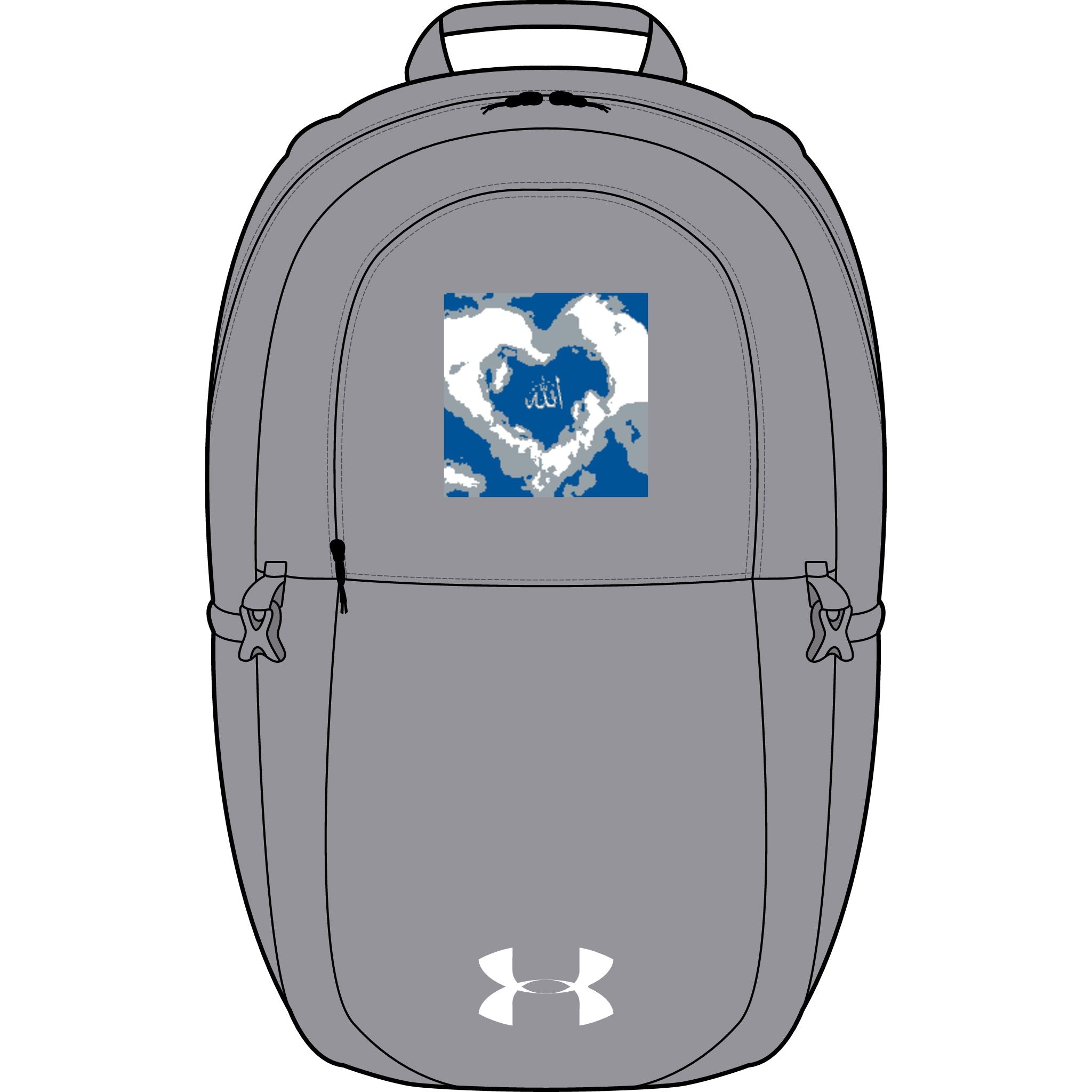Blaues Camo-Herz mit arabischer Schrift Rucksack