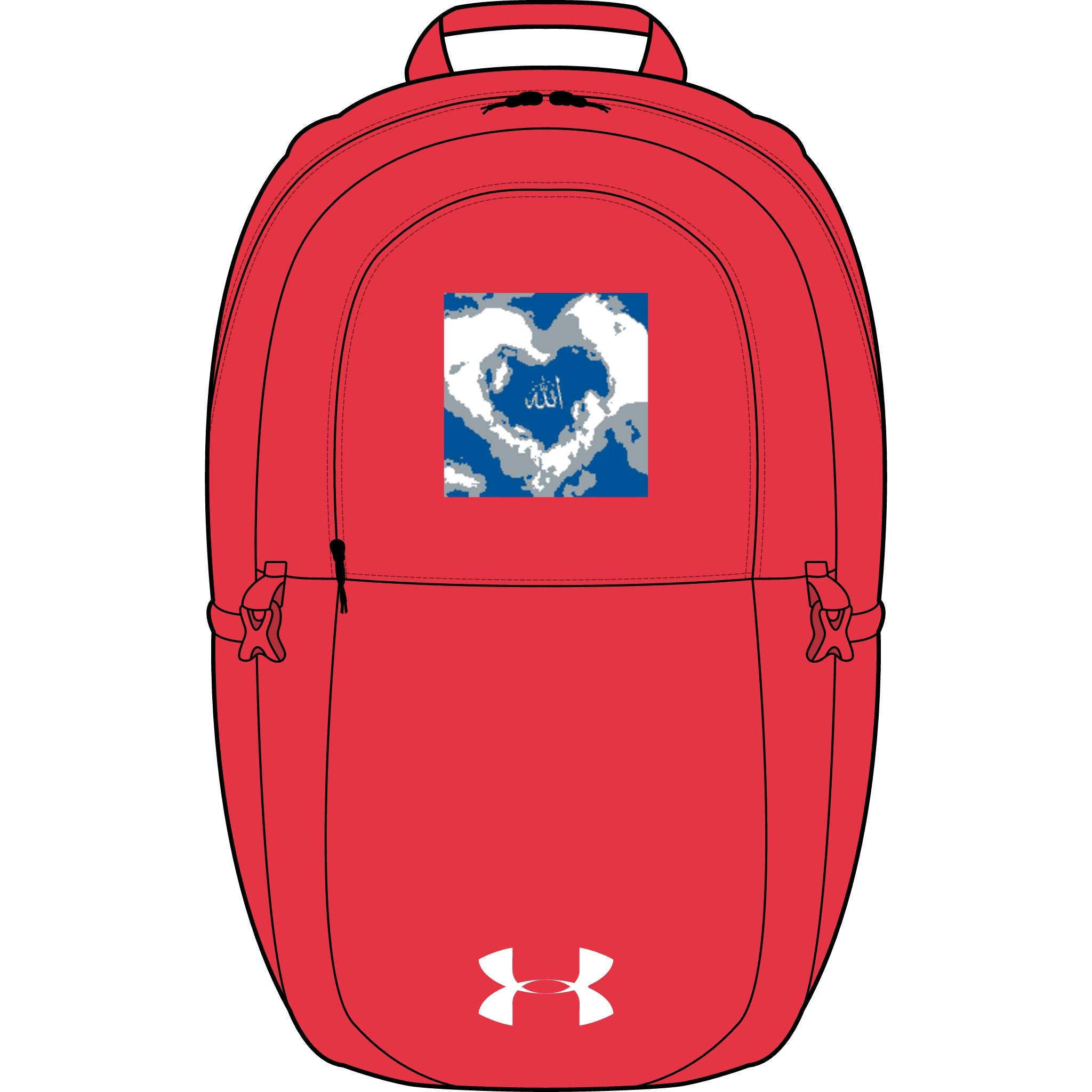 Blaues Camo-Herz mit arabischer Schrift Rucksack