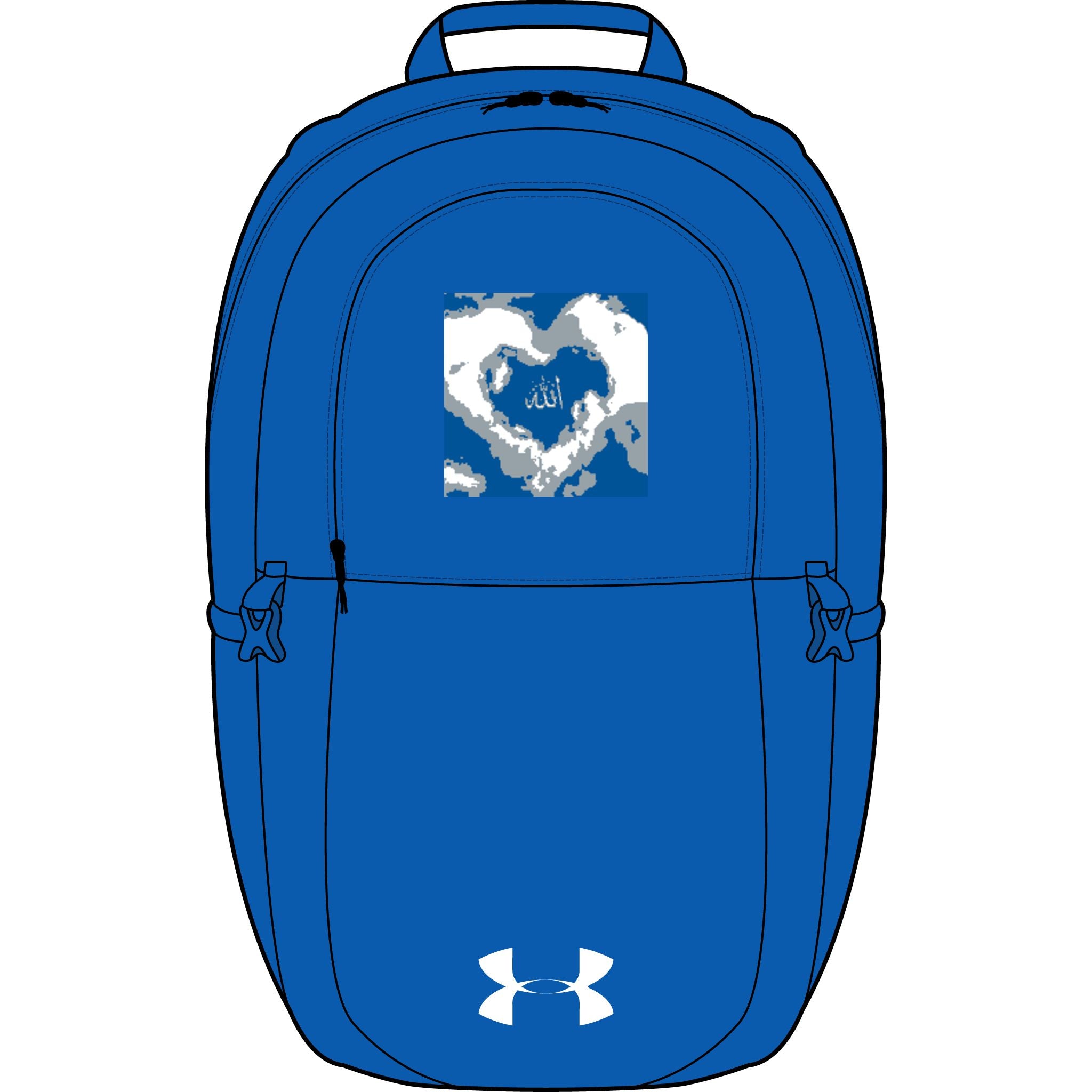 Blaues Camo-Herz mit arabischer Schrift Rucksack