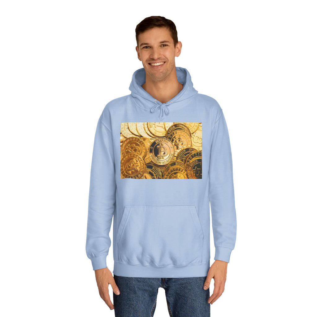 Golden Bitcoin Coins Hoodie | Crypto Cryptocurrency Crypto Art, Digital Currency Apparel