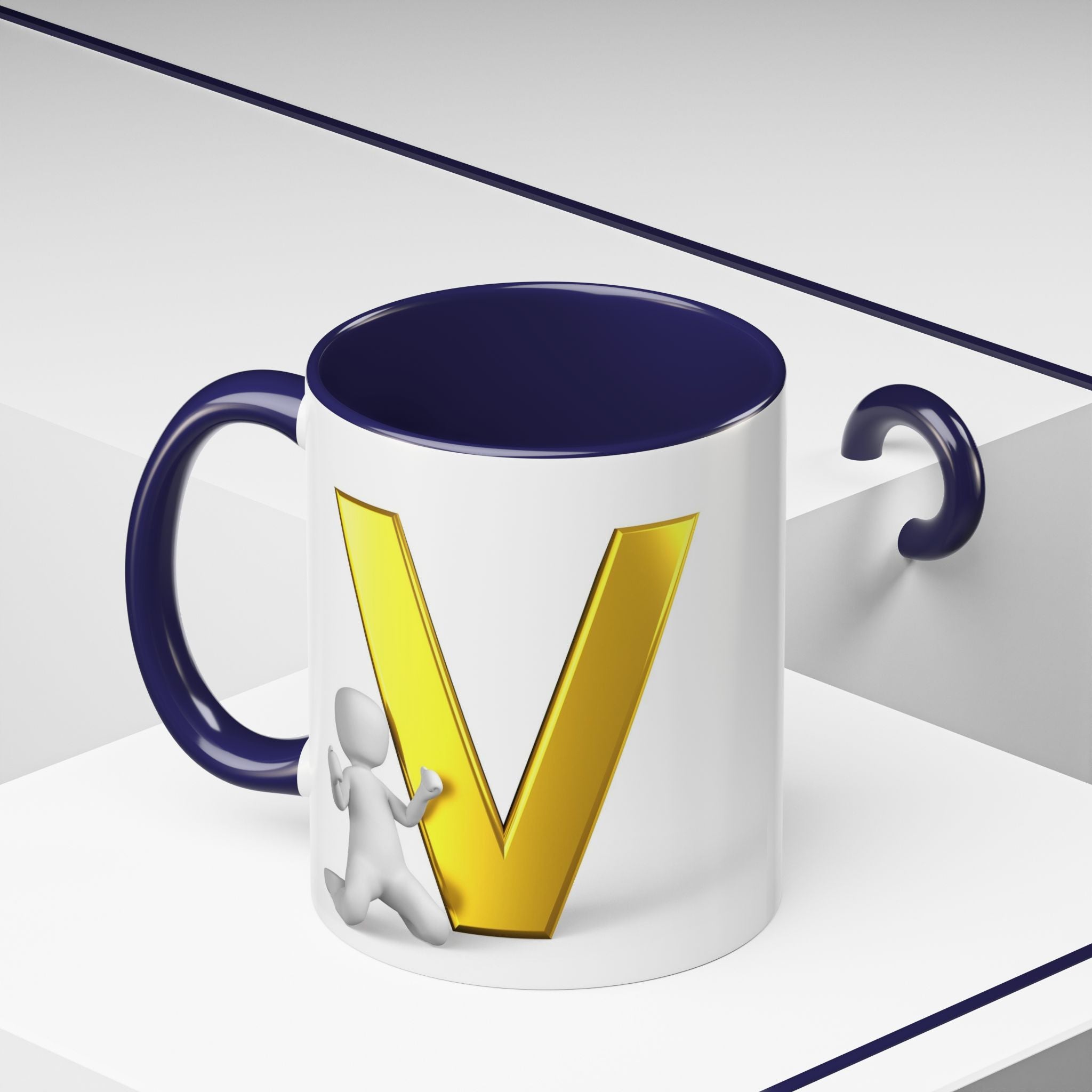 Gold Letter V Mug | Accent Coffee Mug 11oz 15oz