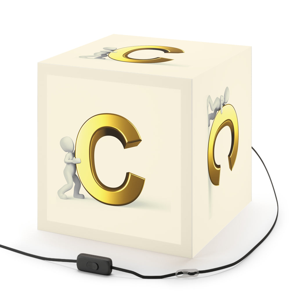 Gold Letter C Cube Lamp | Personalized Initial Light Cube