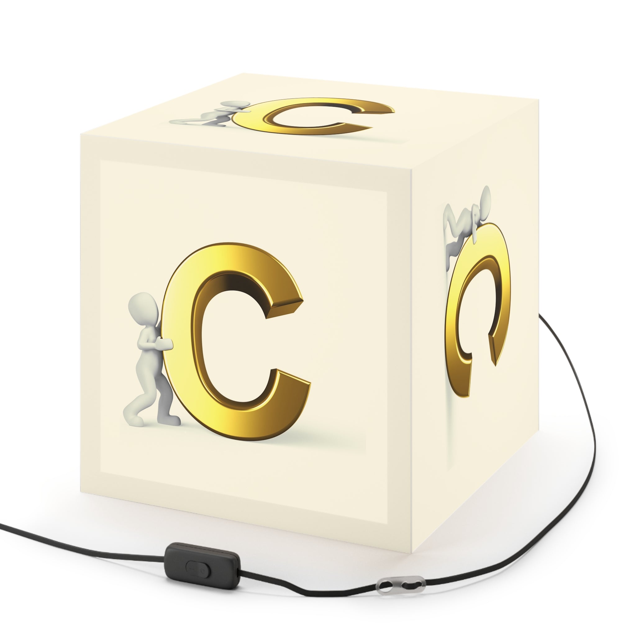Gold Letter C Cube Lamp | Personalized Initial Light Cube