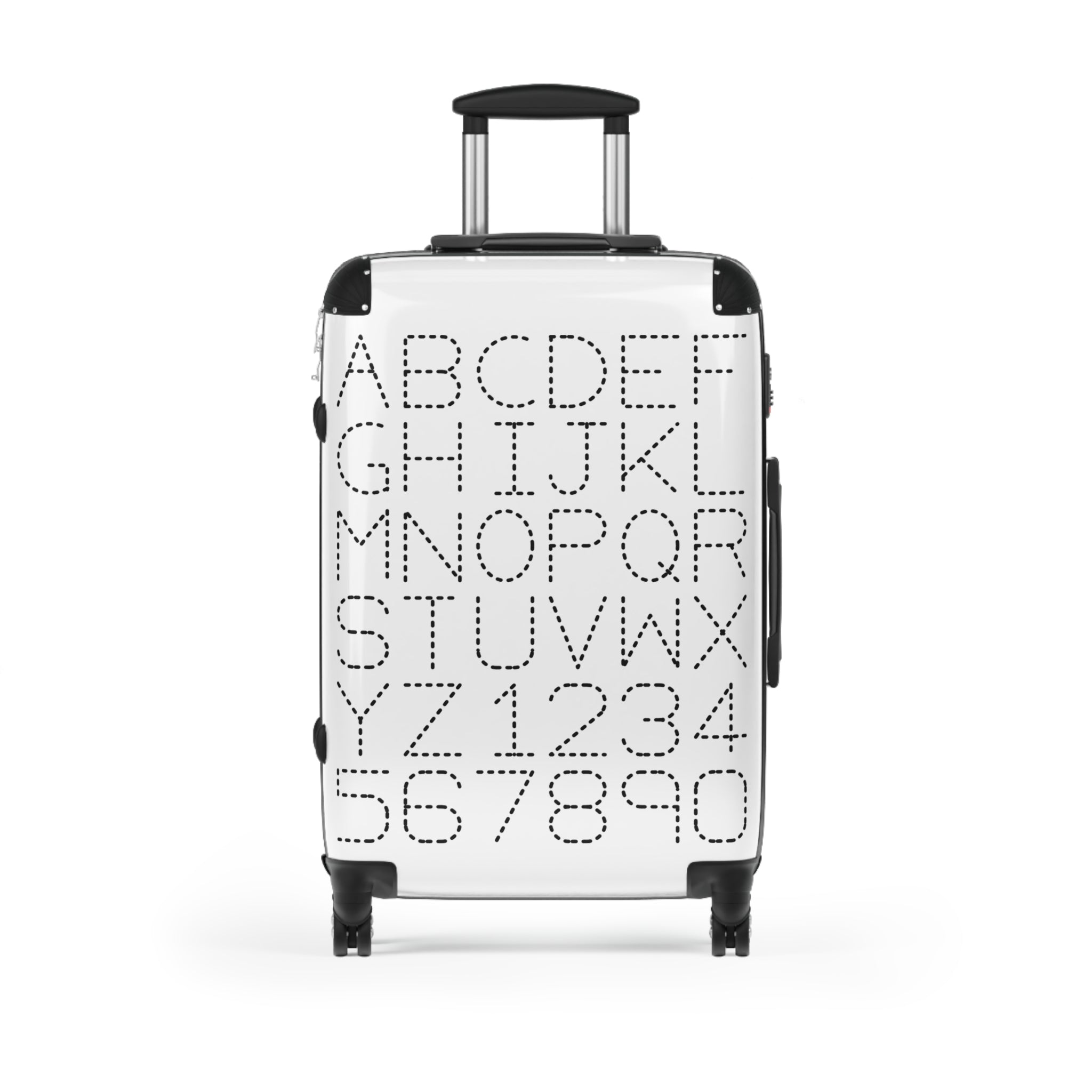 Valise Chiffres et Alphabet | Bagage Quadrillé Lettres Monochromes