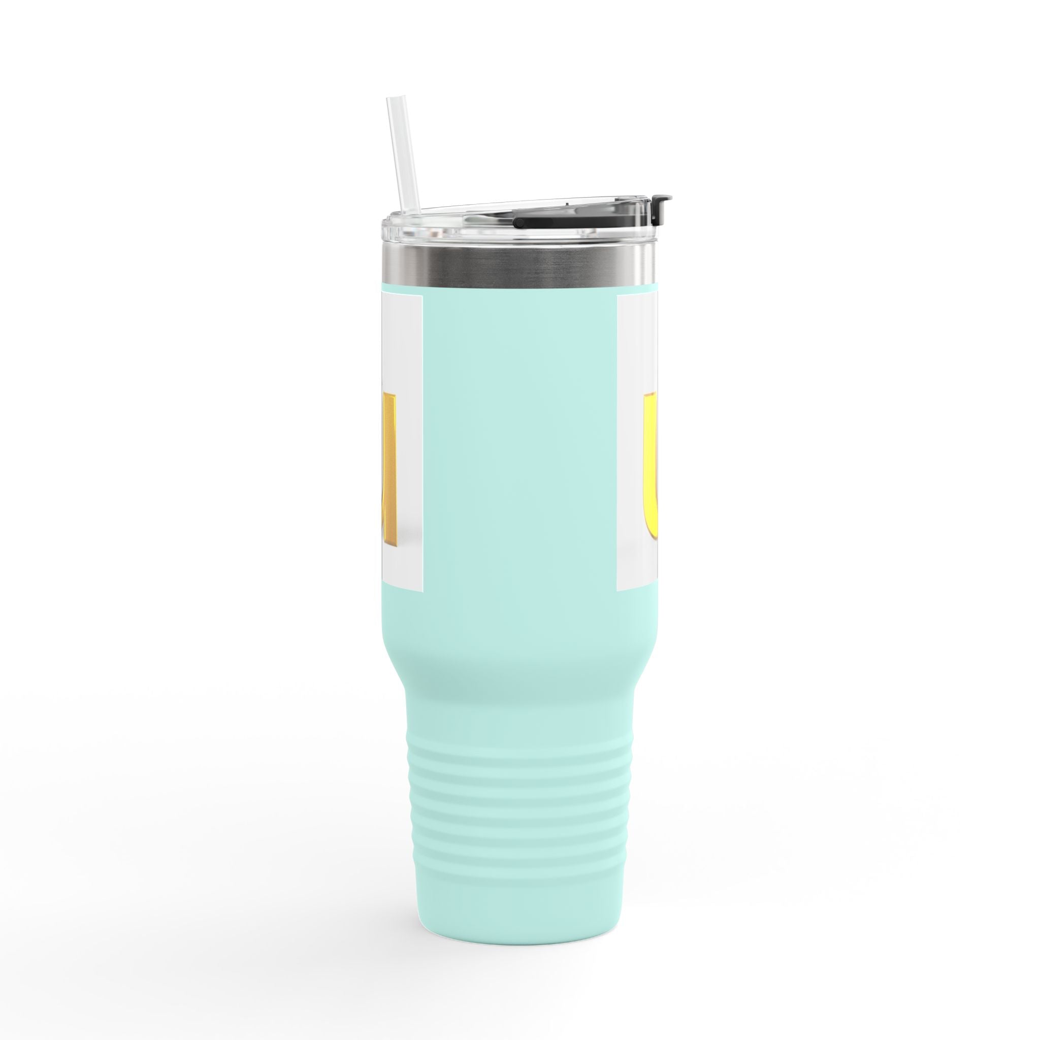 Mug de voyage isotherme avec lettre U dorée en 3D et illustration | Gobelet de 40 oz