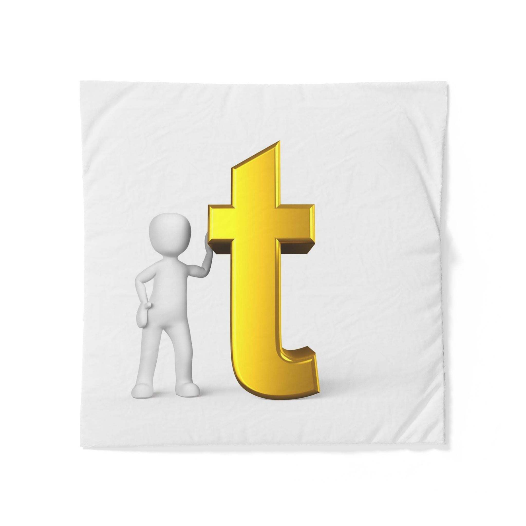 Housse de couette Figure et lettre T en or 3D | Parure de lit monogramme alphabet