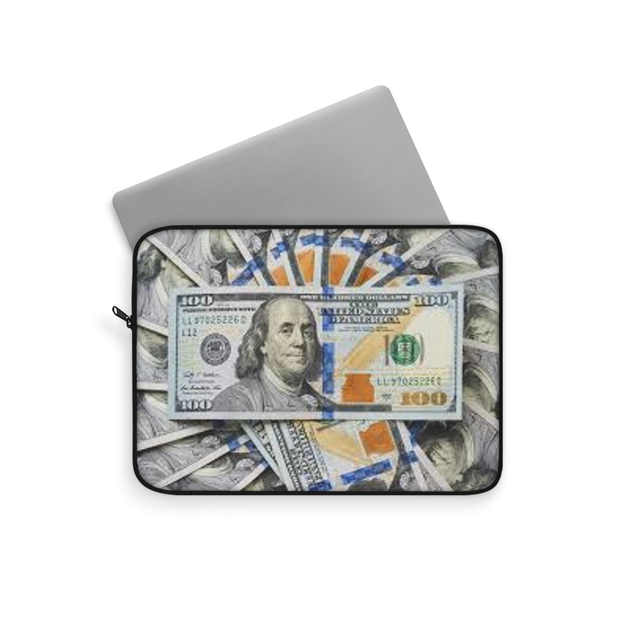 Stack of 100 Bills Laptop Sleeve | Money Cash Print | Benjamin Franklin Design
