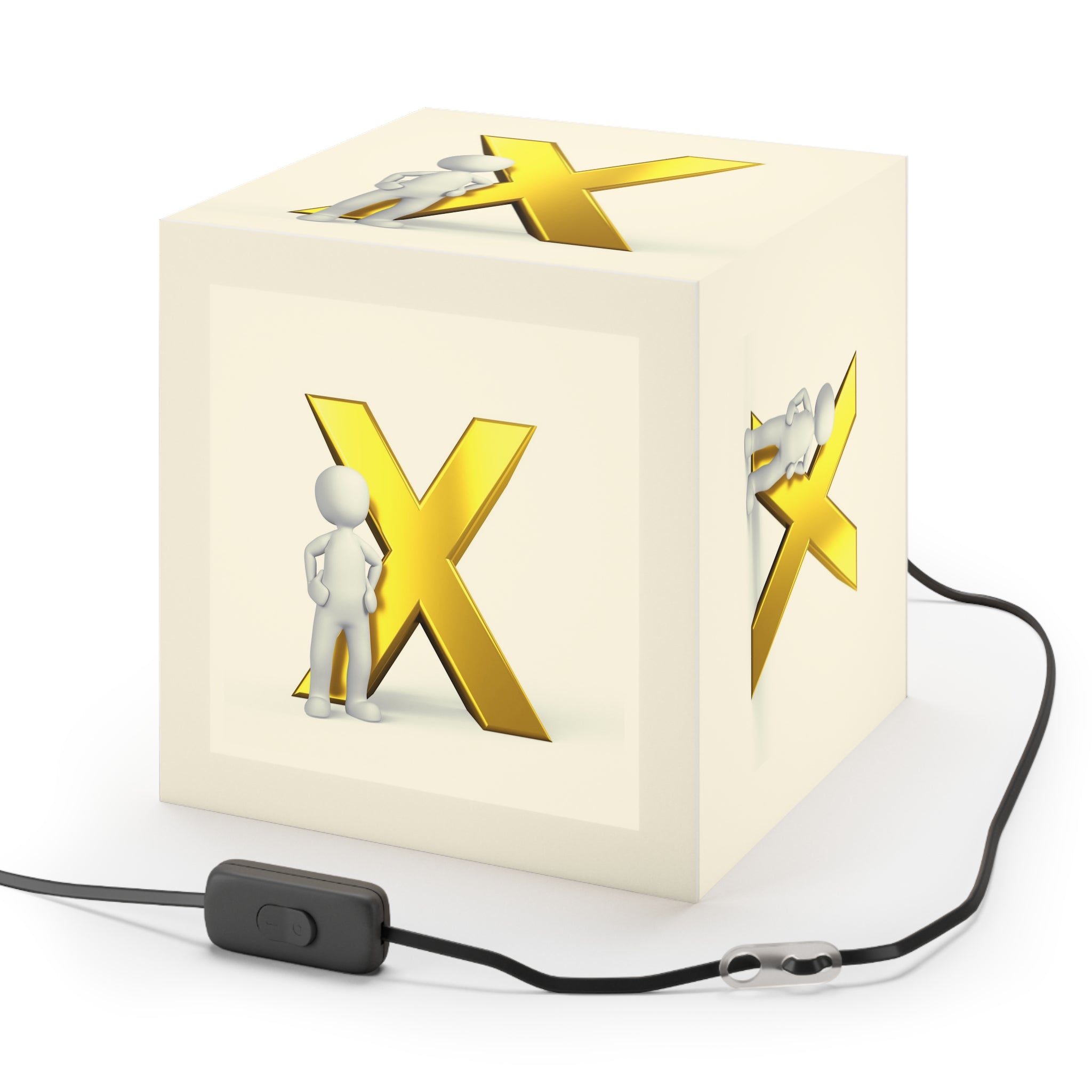 Gold X Letter Design Light Cube Lamp | Alphabet Initial Decor