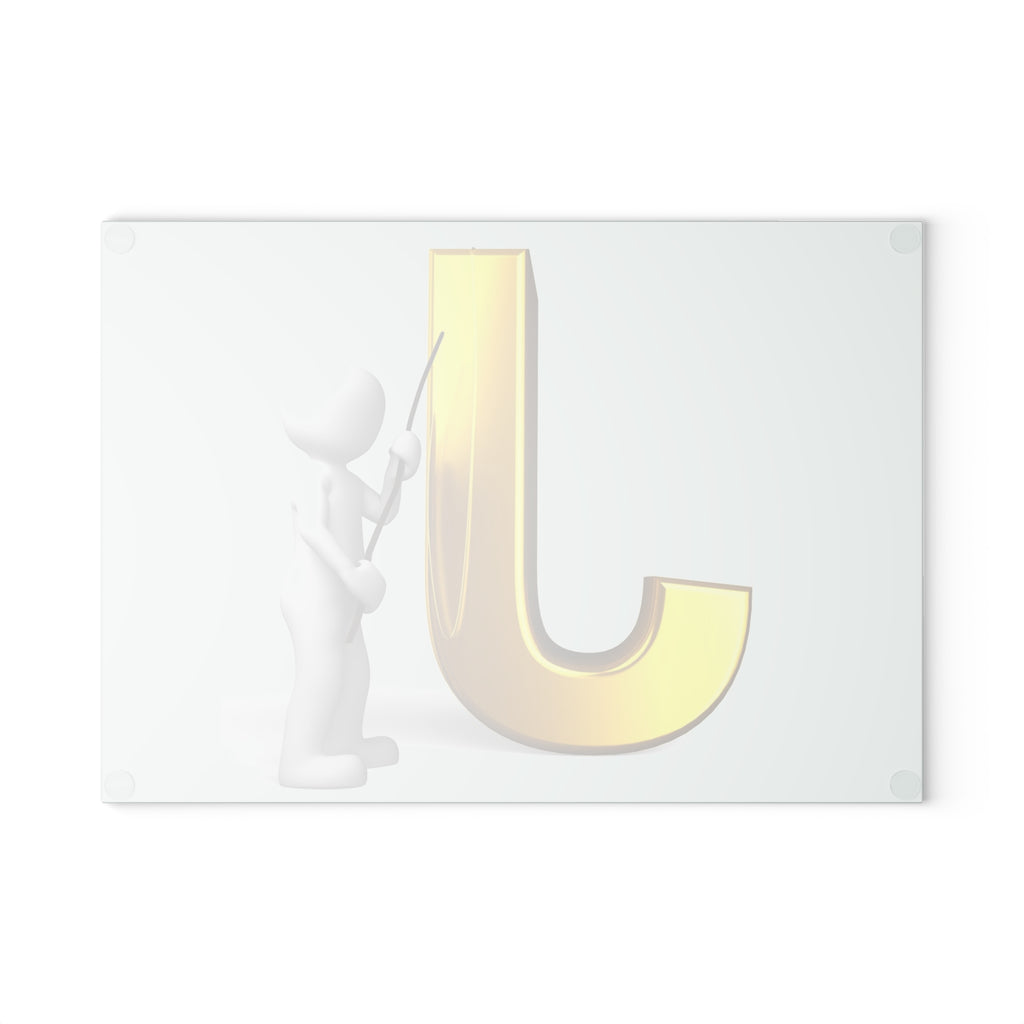 Gold Letter J Initial Glass Cutting Board | Monogram Kitchen Decor
