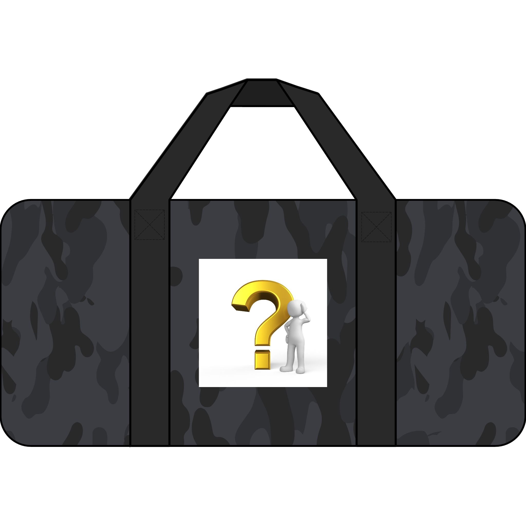 Question Mark Icon Tripper Duffel Bag | Checker Strap or Black Camo