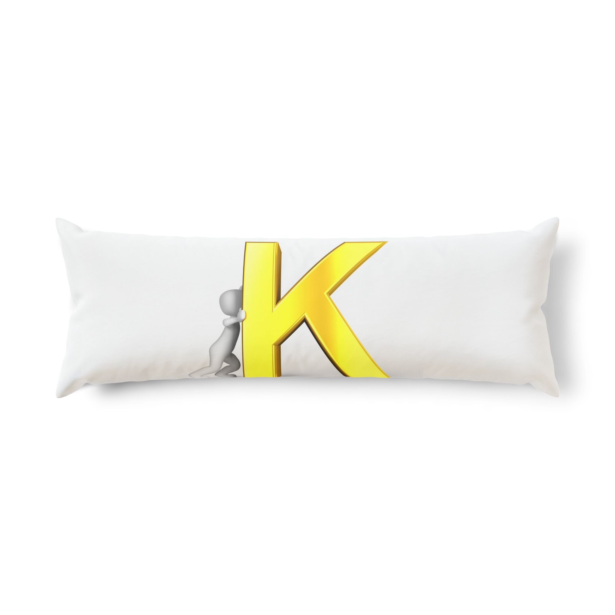 Letter K with 3D Figure Body Pillow | Alphabet Initial Monogram Pillowcase