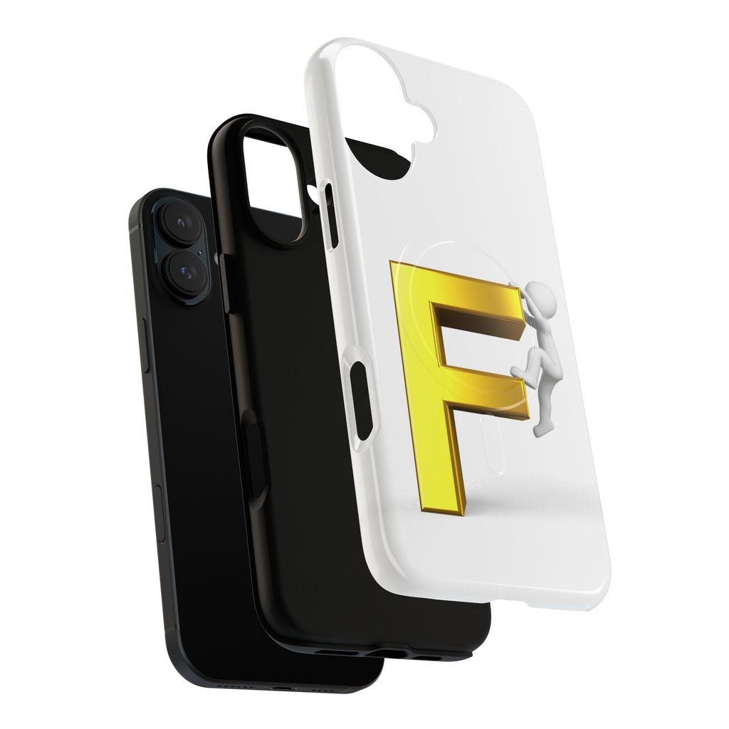 3D Gold Letter F Climber Phone Case | Magnetic Tough Case