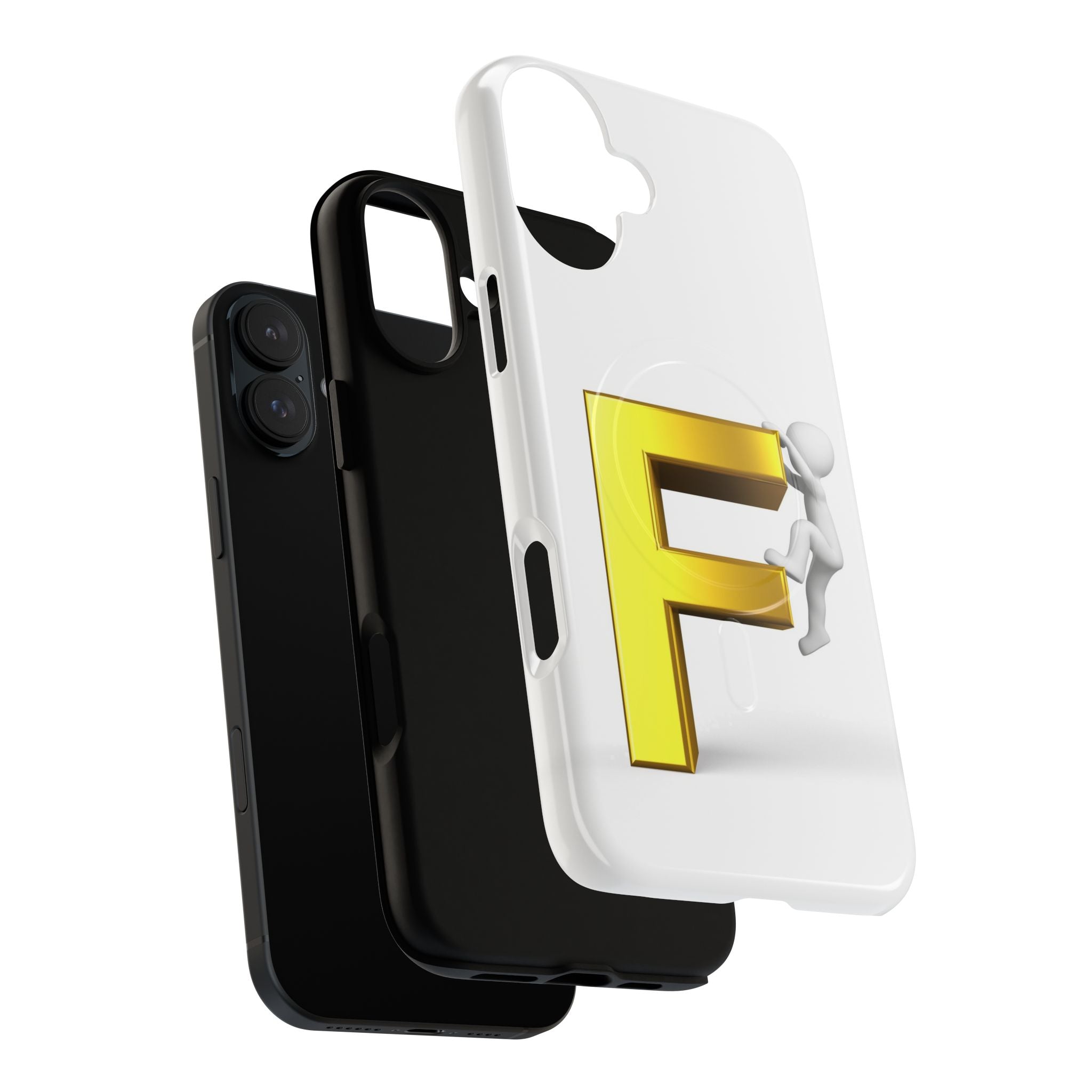 3D Gold Letter F Climber Phone Case | Magnetic Tough Case