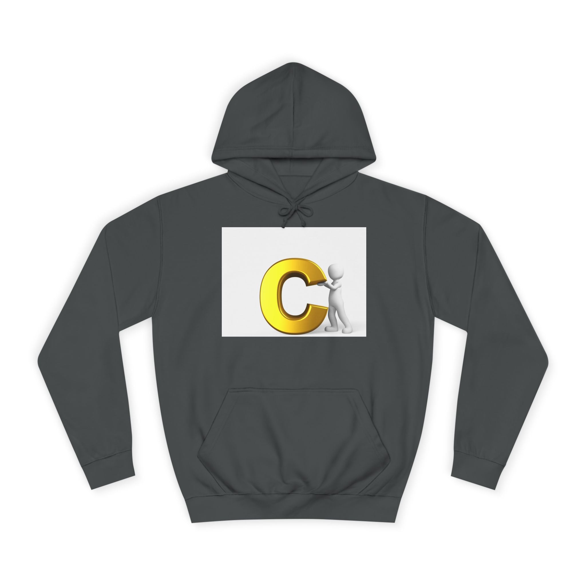 Sweat à capuche jaune 3D lettre C avec personnage | Sweat-shirt monogramme initial