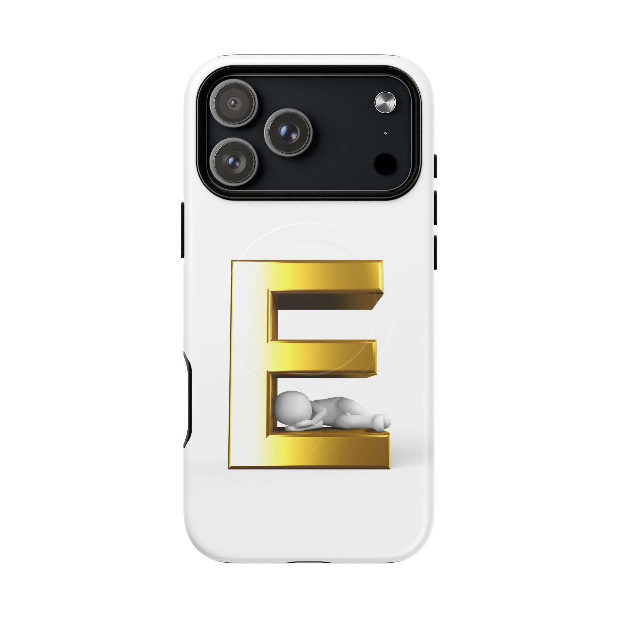 Coque de téléphone Monogramme Lettre E Dorée | Coque Magnétique Renforcée