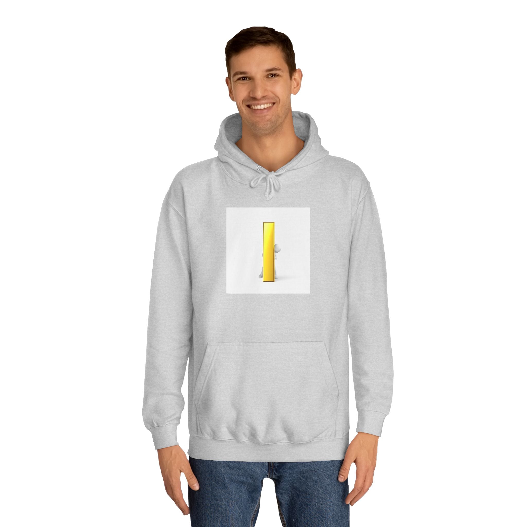 Gold Letter i Character Hoodie | Minimalist 3D Column Illustration